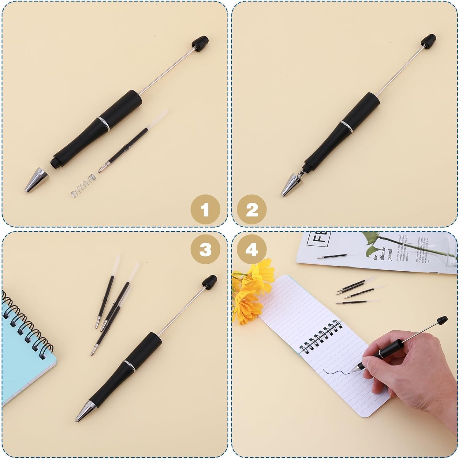Retractable Ballpoint Pen Refills 30 Pieces 1mm, Medium Point 4.2 Inch