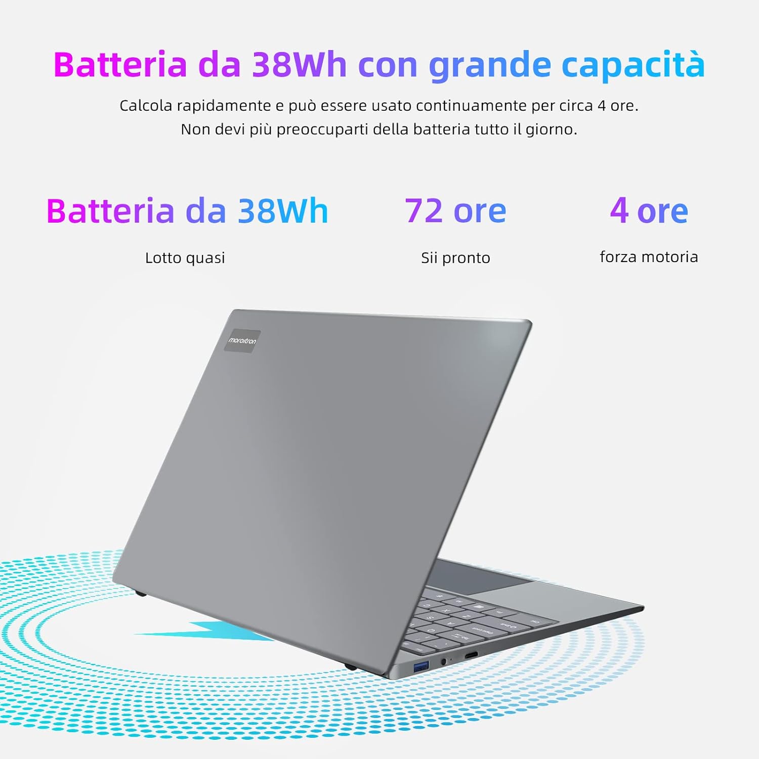 Morostron Computer Portatile 15,6 Pc Portatile Windows 11, 16GB RAM 256GB SSD, Processore Intel N5095,display FHD, tastiera retroilluminata, lettore impronte digitali, corpo in metallo