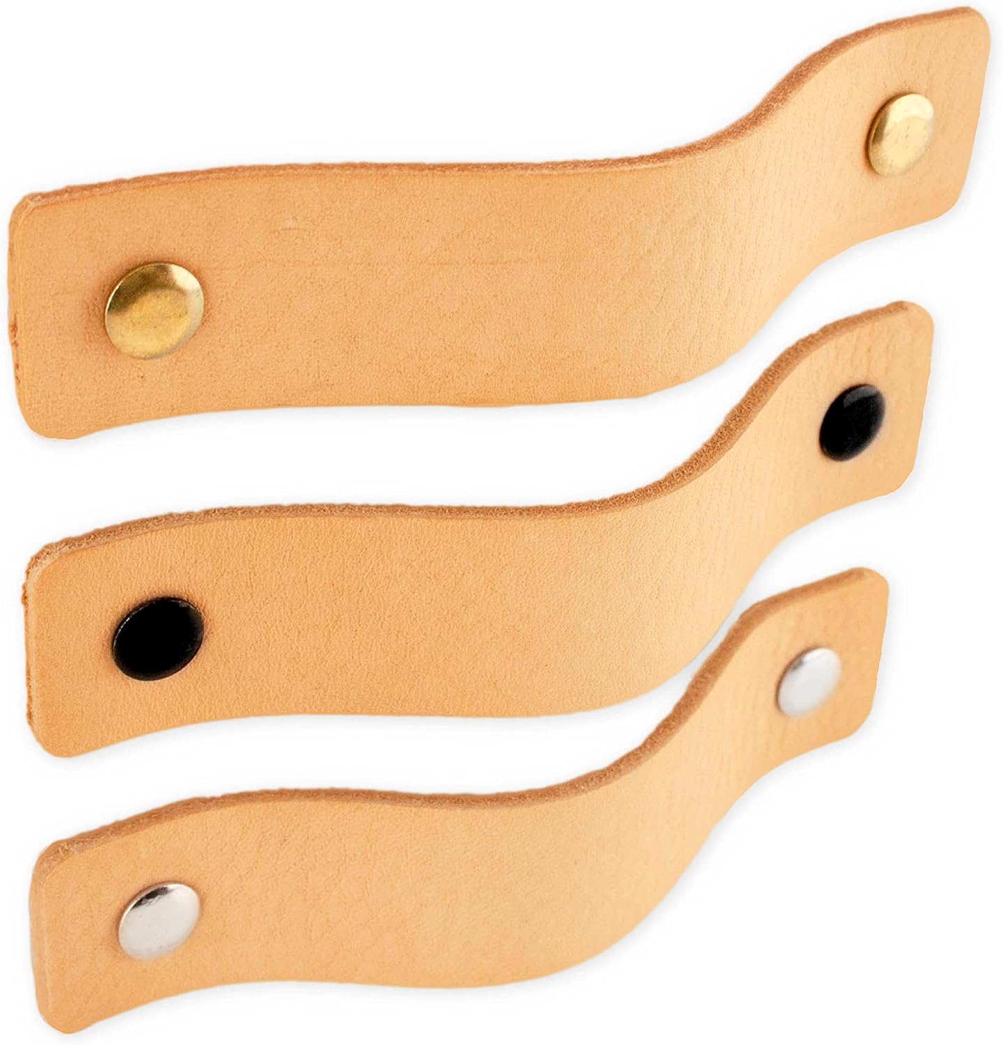 Brute Strength, Leather Handles for furniture, Natural, 2 pcs, 12,5 x 2,5 cm, Cabinet handle - Image 5