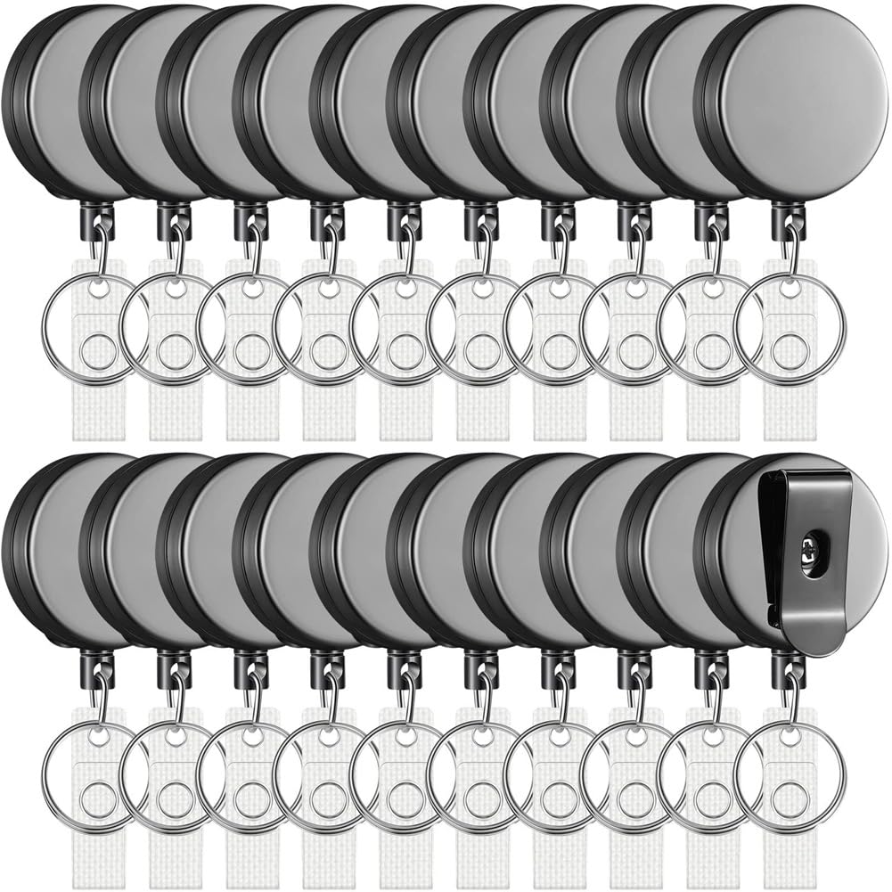 20 Confezioni di Porta Badge Retrattile con Clip da Cintura e, Robusti Porta Badge Identificativi per Infermieri