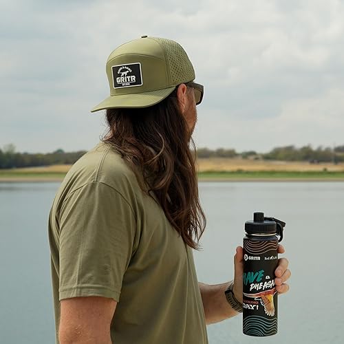 Miniatura 14 de GRITR 24 oz/710 ml Stainless Steel Double Wall Vacuum Insulated Water Bottle for Traveling, Hiking, Camping, Gym Leakproof Reusable Thermos w/Cap