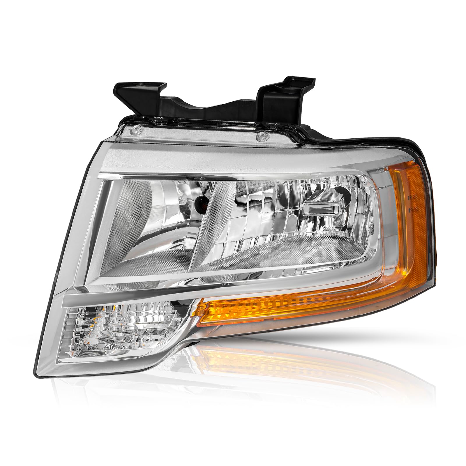 Headlight Assembly Fit for 2015-2017 Ford Expedition Left Driver Side Chrome Headlamp Replacement