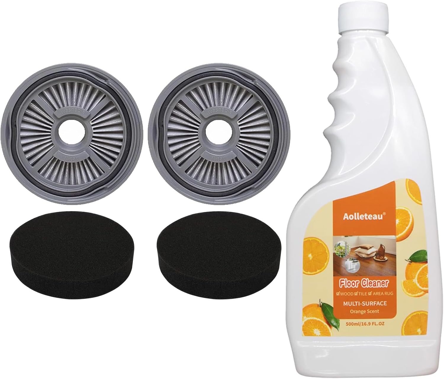 Vacuum Filters and 1 Pack Floor Cleaner Solution Bundle Compatible with Bissell Symphony Pet All-in-One Vacuum and Steam Mop 1543 Series