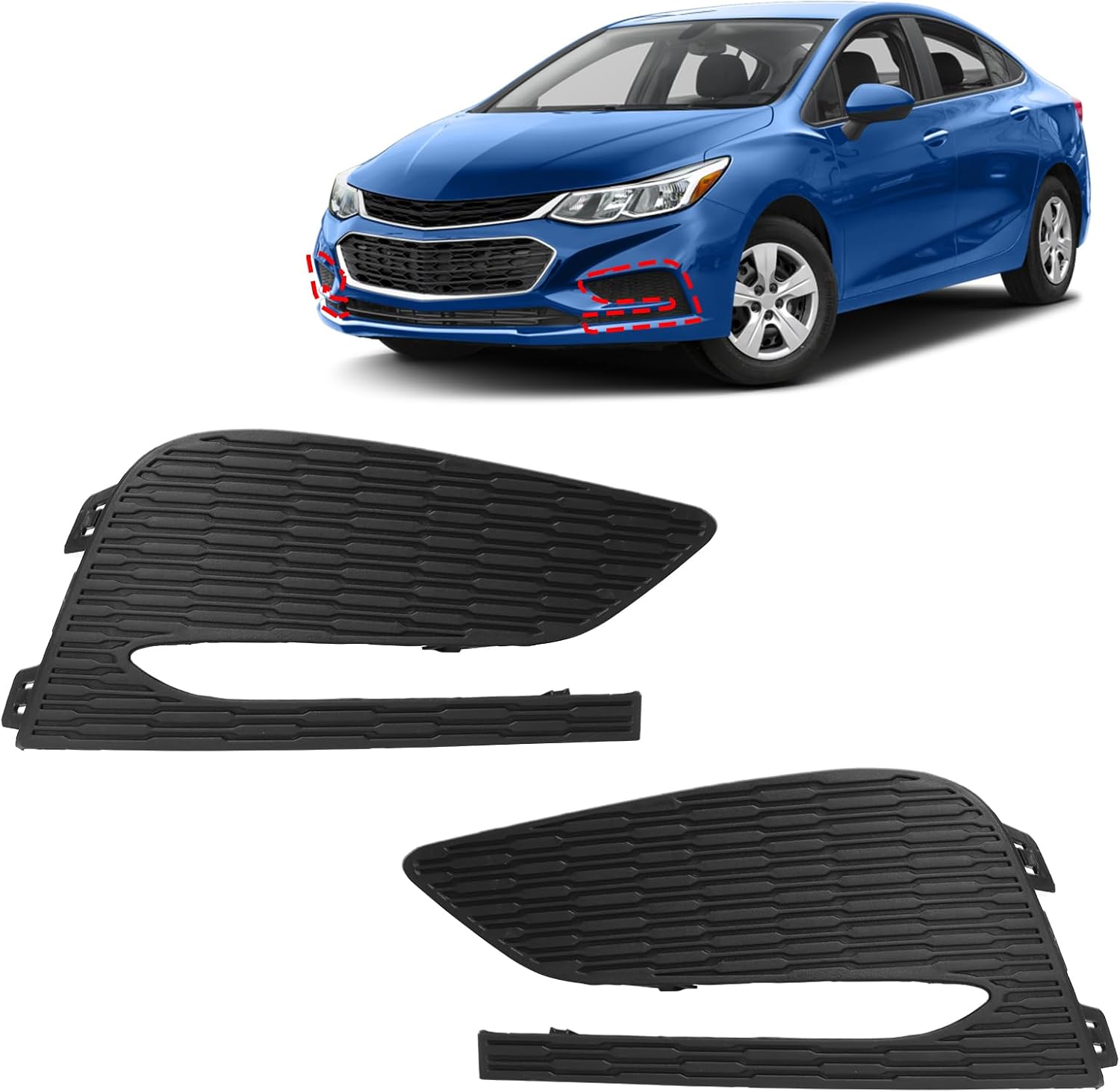 BXZ Front Bumper Insert Fog Light Lamp Cover Pair For 2016 2017 2018 Chevrolet Cruze