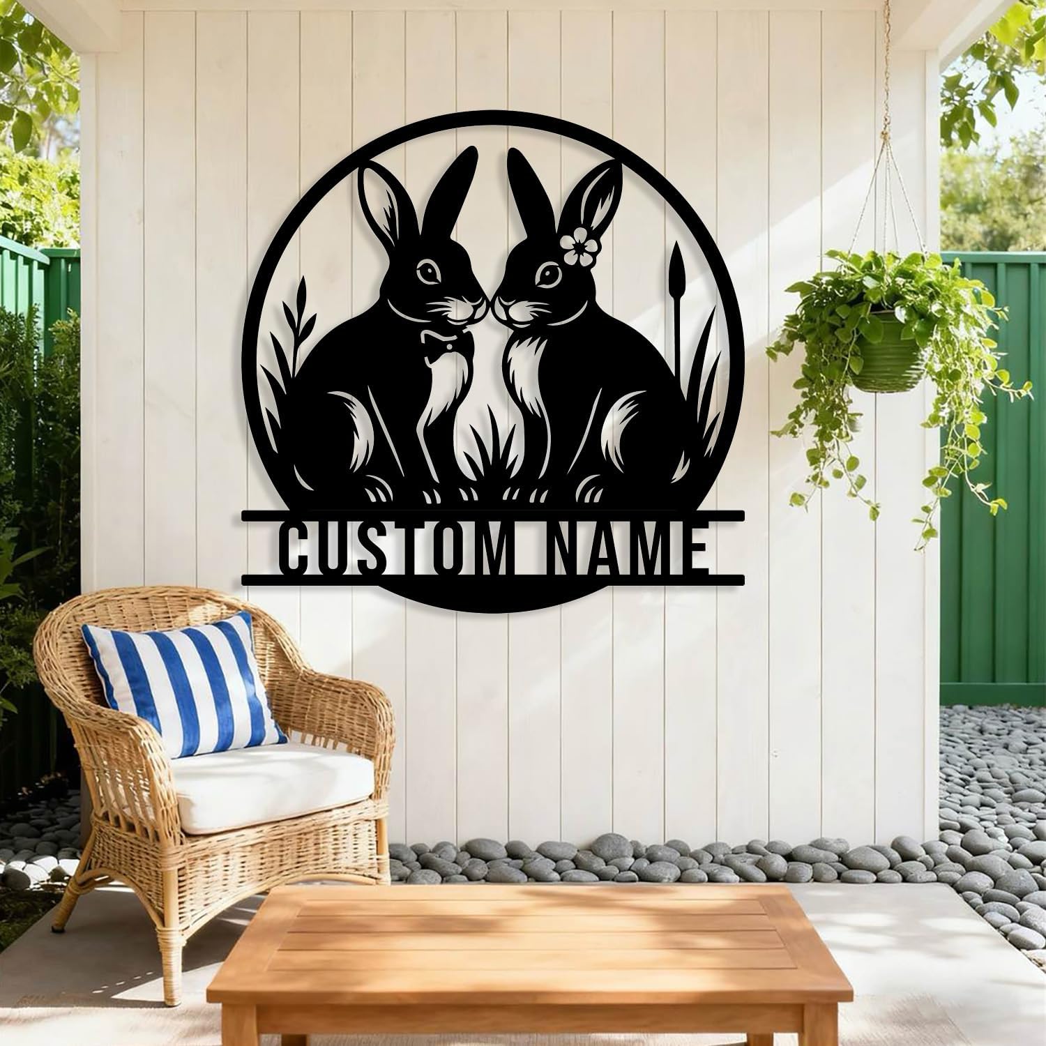 Custom Rabbit Metal Sign, Personalized Rabbit Farm Metal Wall Art, Animals Home Decor,Garden Decor, Bunny Sign,Cabin Hanging Plaque (Style-F)