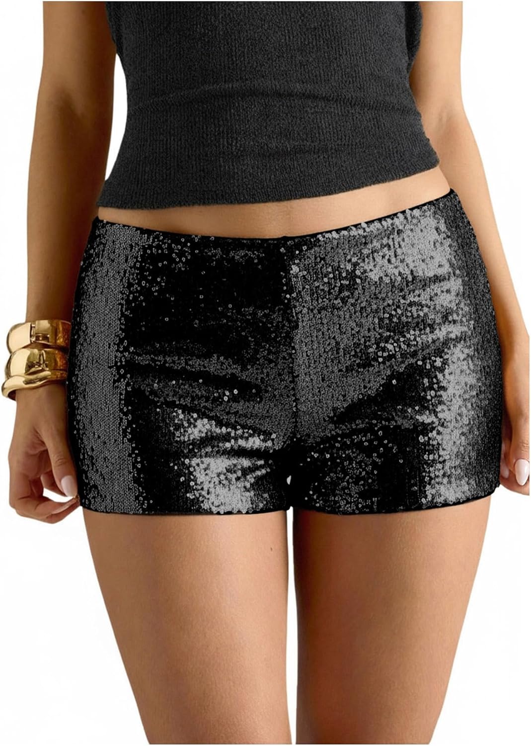MakeMeChic Women's Cheetah Print Shorts Y2K Sequin Leopard Mini Micro Shorts - Image 4