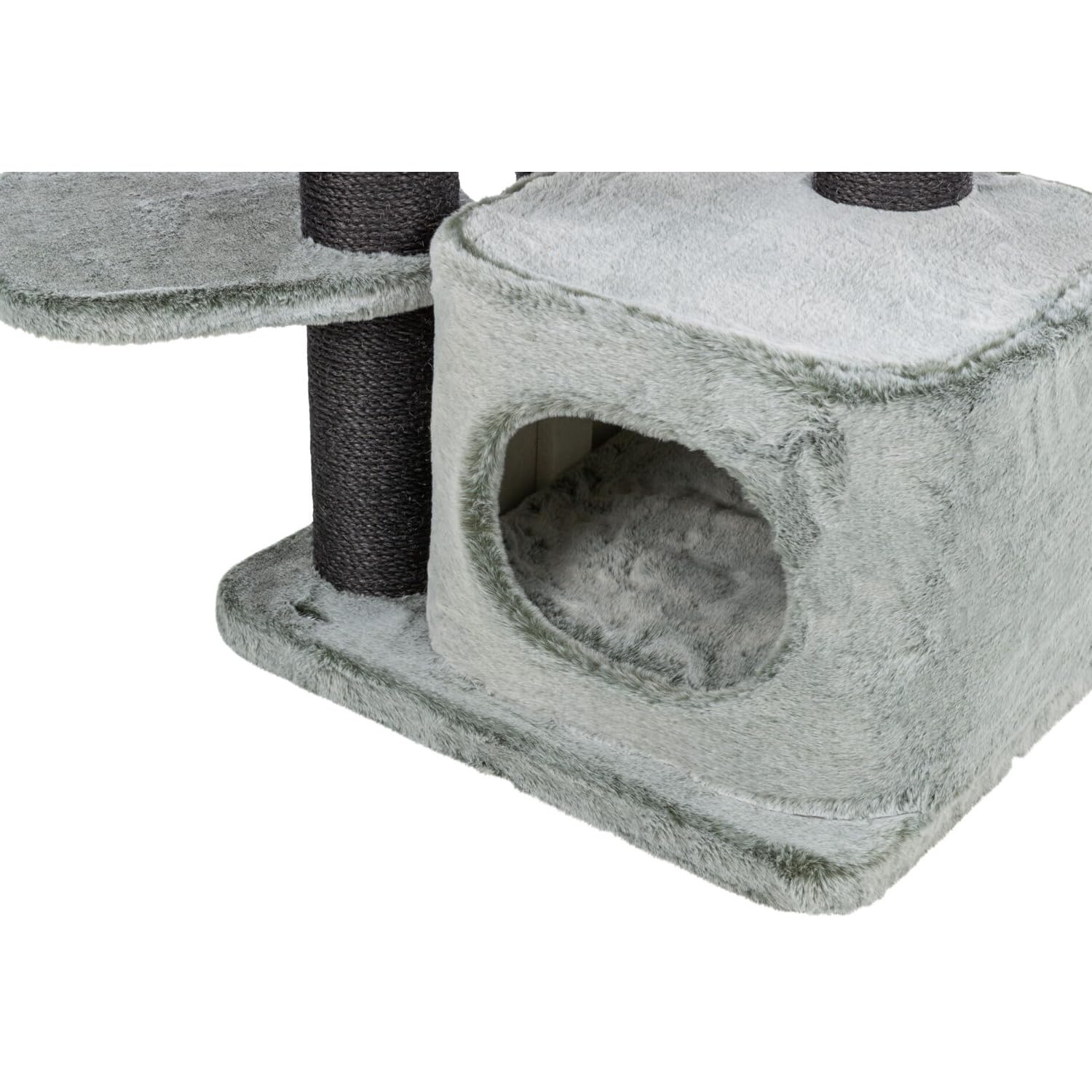 Trixie - Rascador 'Miguel' para Gatos (146 cm) – Árbol de Varios Niveles con Cueva, Hamaca Relax y Plataformas Acolchadas – Centro de Juego y Descanso Estable en Blanco y Verde