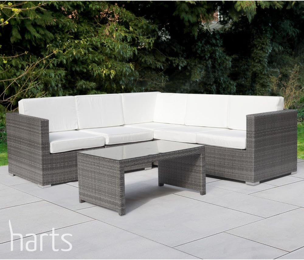 Harts Large Comfortable Corner Rattan sofa Garden Patio Furniture Outdoor & Indoor (Grey 218 x 218cm)