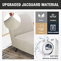 Vista 3 de Funda para tumbona sin brazos, funda elástica para sofá con tela jacquard suave, fundas de sofá impermeables y lavables, para sala de estar