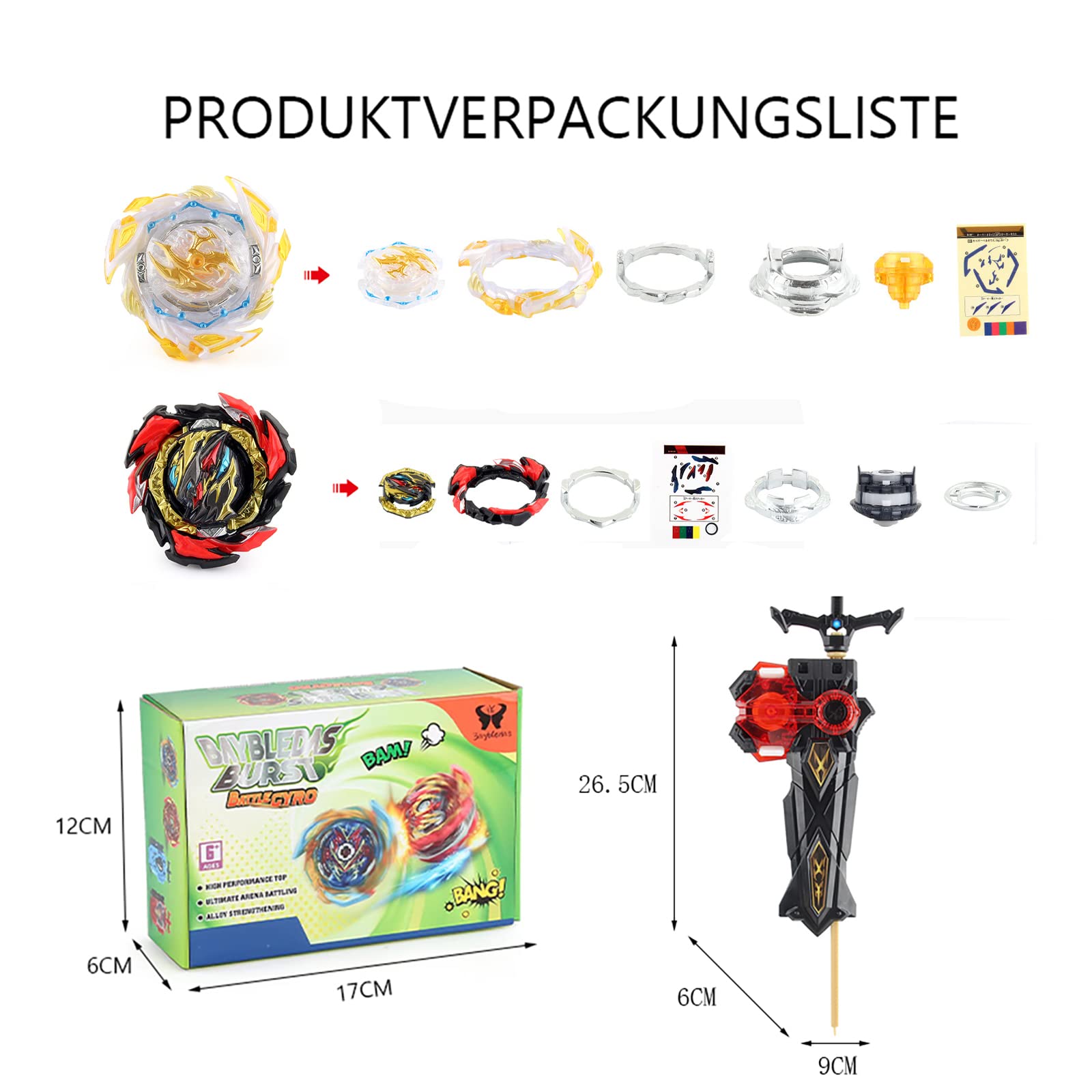 Netoke Peonzas de Batalla Burst Gyro Set, 4D Battle Gyro Model Speed Gyro con, Juguetes clásicos Regalo para niños, Modelo:B-173-1 B-173-2 Netoke Peonzas de Batalla Burst Gyro Set, 4D Battle Gyro Model Speed Gyro con, Juguetes clásicos Regalo para niños, Modelo:B-173-1 B-173-2