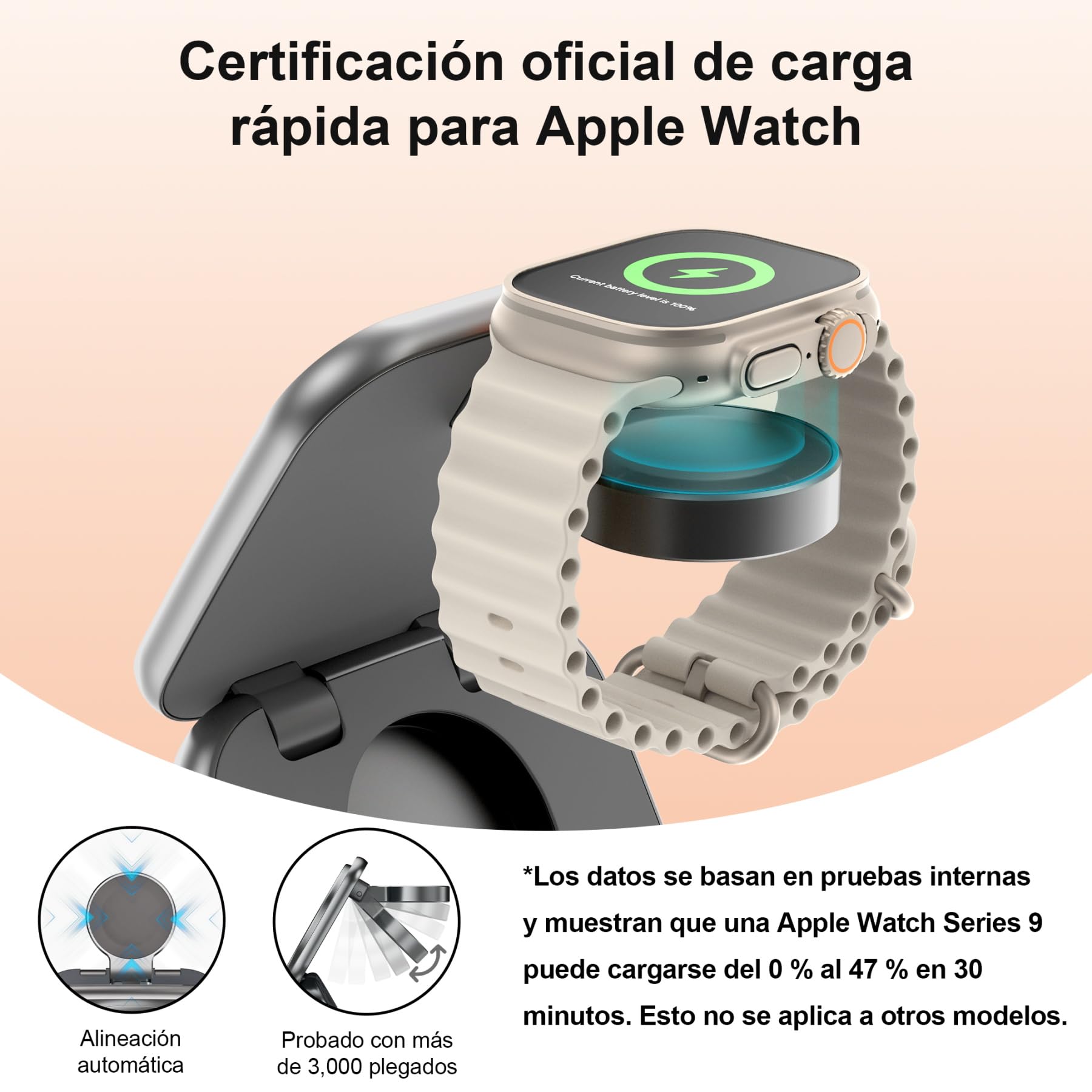 AC Island 2025 Cargador mag-Safe, Cargador inalámbrico 5 en 1 para iPhone, Estación de Carga Plegable para Viajes, Compatible con Las Series iPhone 17/16/15/14/13/12, Apple Watch y AirPods Pro(Gris)