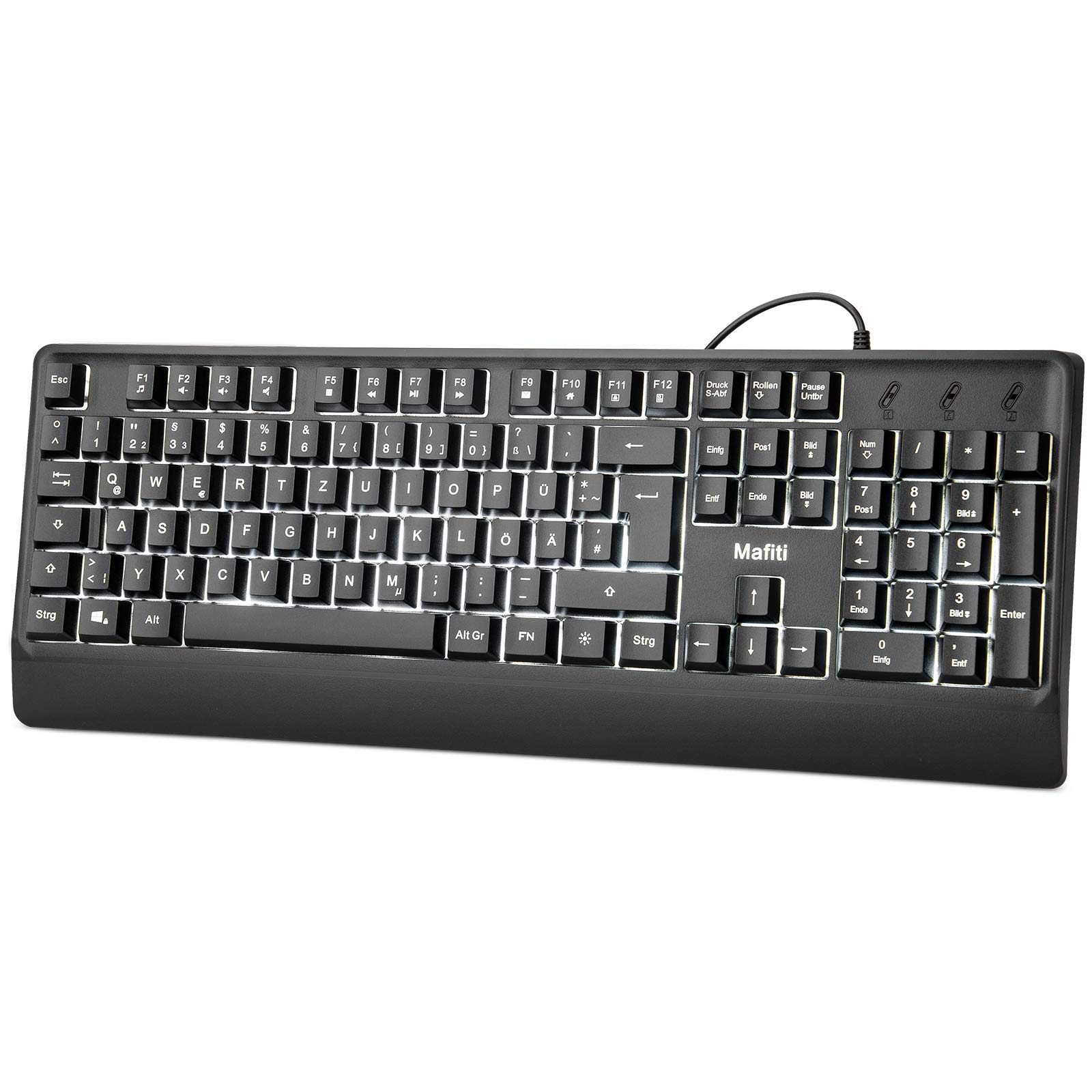 Buy mafiti USB Keyboard, Wired Keyboard with White LED Backlight for PC