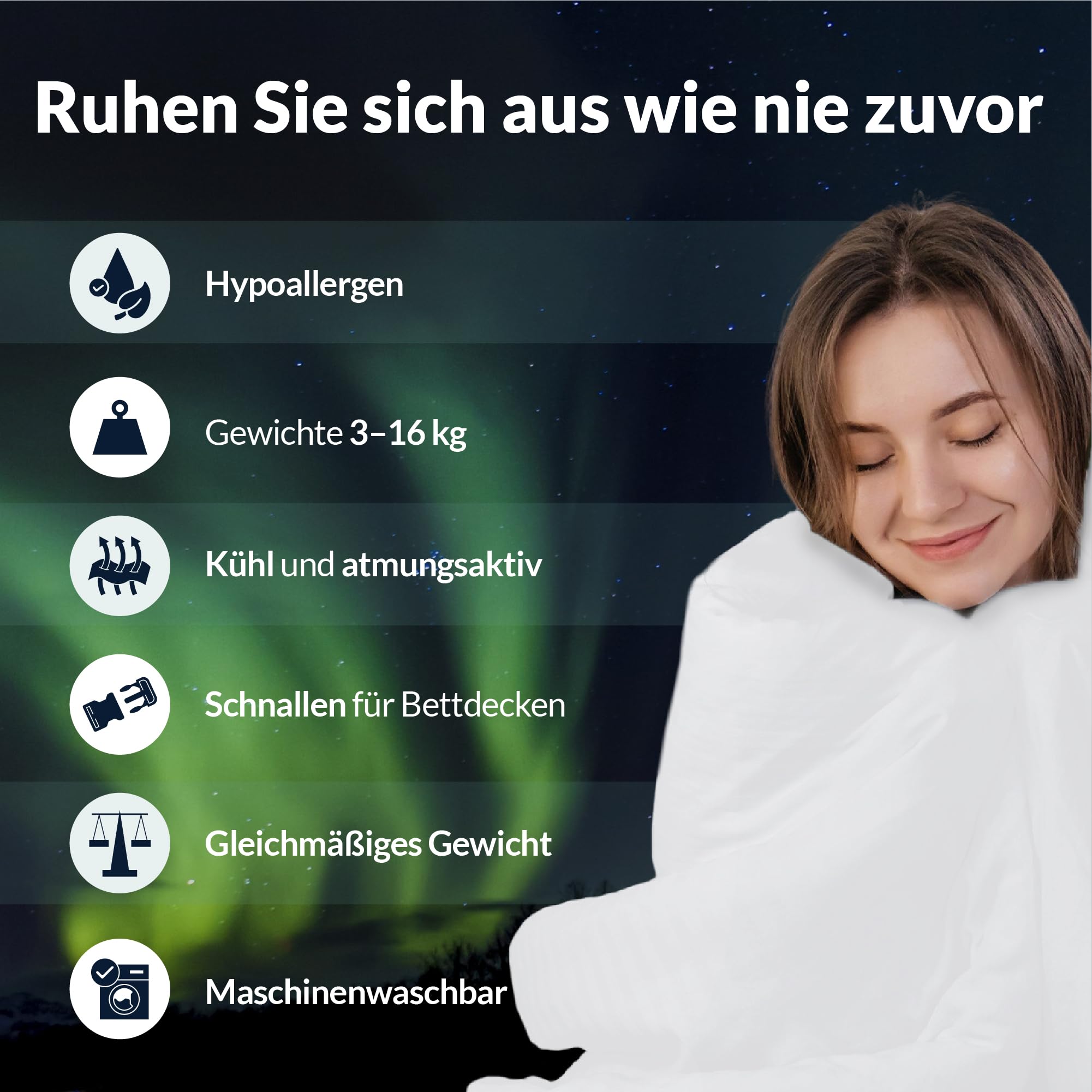 Polar Night Gewichtsdecke 150x200 cm 5kg 100% Baumwolle Oeko-TEX Standard