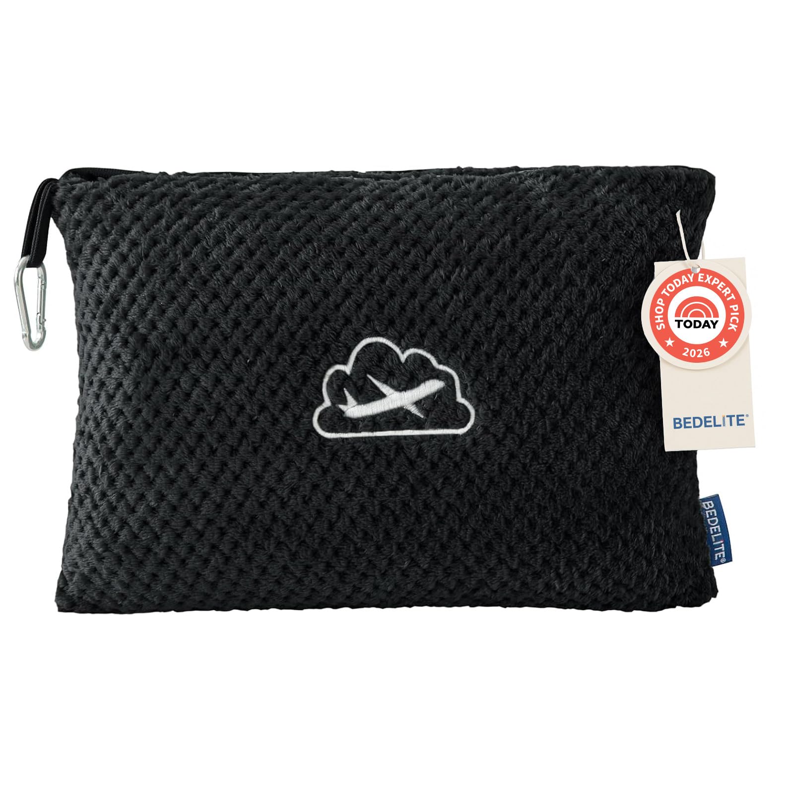 BEDELITE Travel Blanket with Bag, Jacquard Fleece Blanket 65"x40", Black