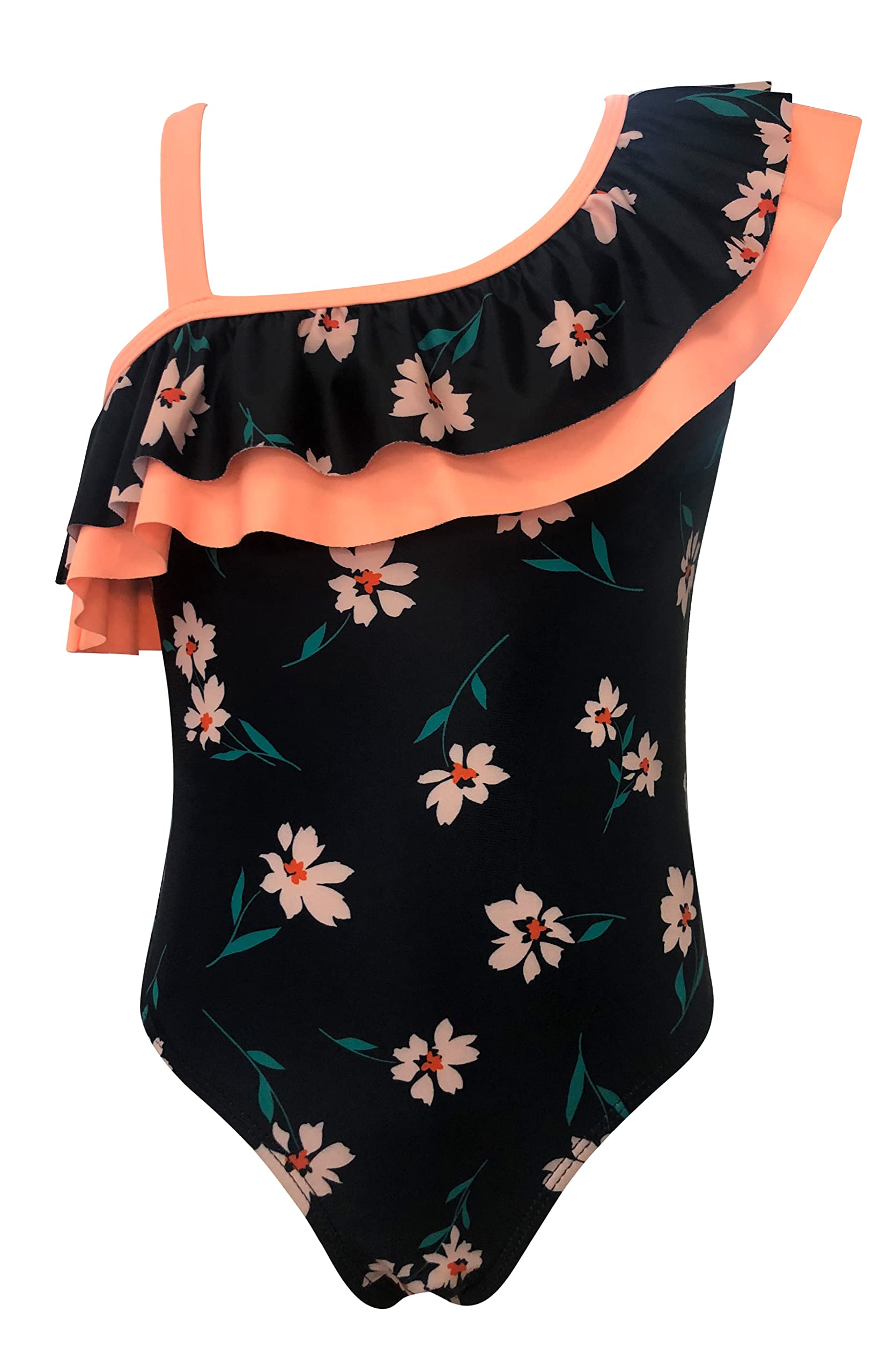 SHEKINI Mujer Traje de Baño de una Pieza Borde de Hoja de Loto Juguetón Bañadores Impresión de Estilo Brasileño Traje de Baño