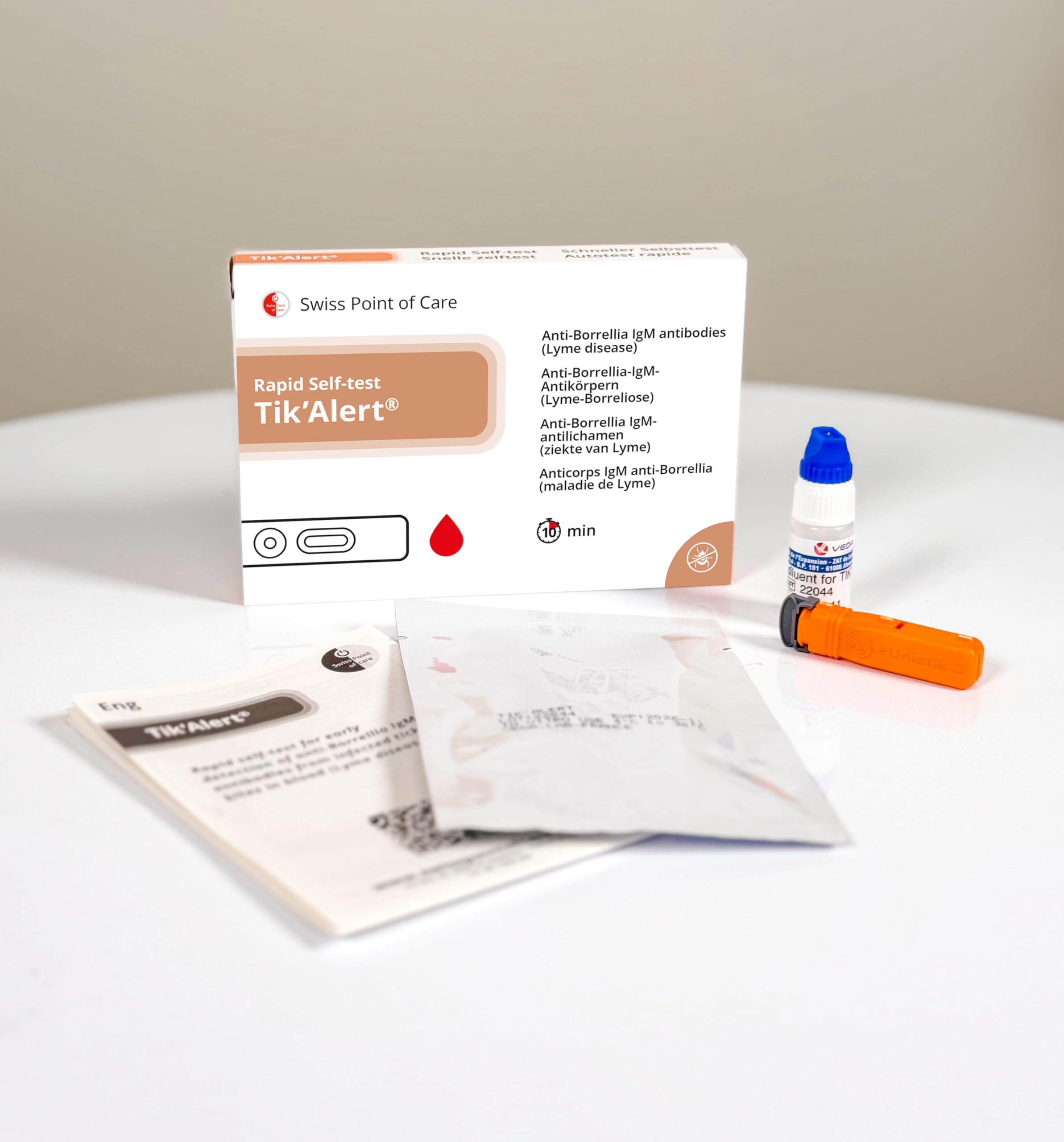 Tik'Alert - Prueba rápida de garrapatas, 2 unidades, autoprueba para la detección temprana de la enfermedad de Lyme de picaduras de garrapatas infectadas, autoprueba para el hogar