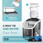 EUHOMY Machine à cubes de glace comptoir avec réservoir d'eau externe, 34Lbs, 16Pcs Prêt 13 Mins, 2 Moyens d'ajouter de l'eau, le nettoyage automatique, avec la glace Scoop & Panier, pour Home/Kitchen/Office/Bar (Noir)