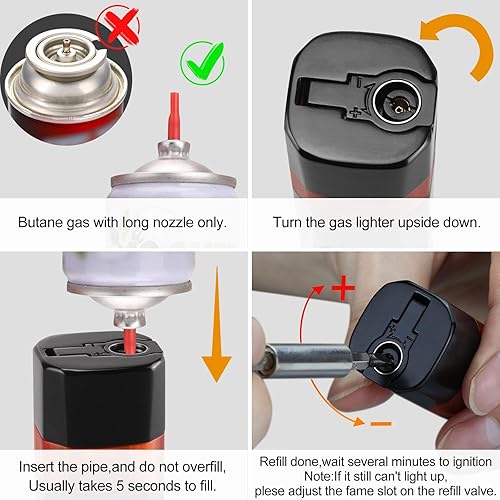 Miniatura 5 de FLABOX Encendedor de antorcha de cuatro chorros, punzón y soporte, resistente al viento, multifuncional, recargable, encendedor de butano, caja de