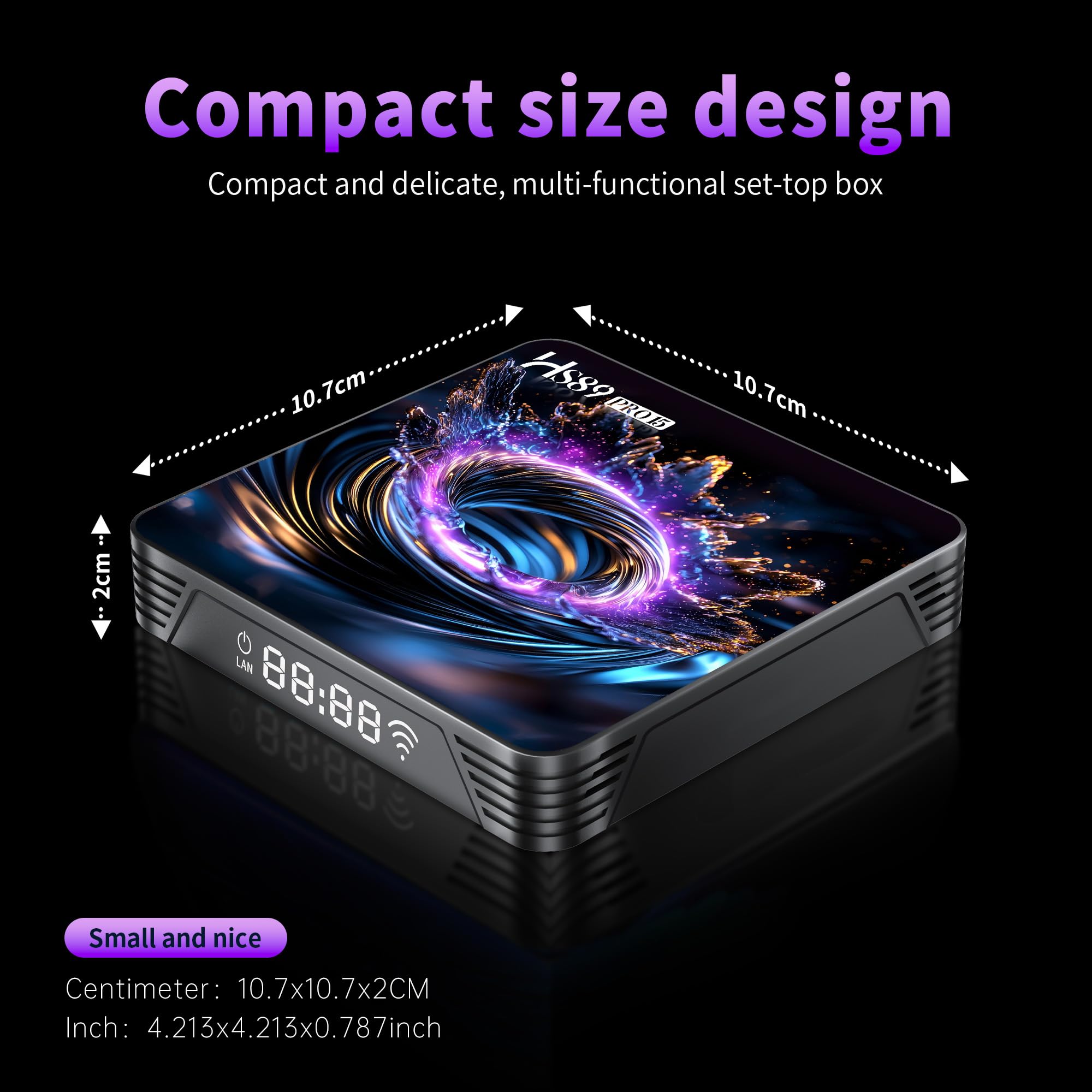 Android TV Box 14.0,Support 2.4/5.0GHz WiFi 10/100M Ethernet 4K BT5.4 H.265 | HS89 Pro 15 Smart TV Box 2GB RAM 16GB ROM RK3539 Quad-Core 64bit Cortex-A55 @1920MHz Mali-G310 GPU 3D DLNA HDMI2.1 USB3.0