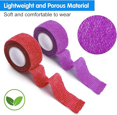 Miniatura 3 de LotFancy Envoltura autoadhesiva para vendaje, paquete de 30 unidades de 1 pulgada x 5 yardas, cinta atlética de primeros auxilios, vendaje cohesivo,