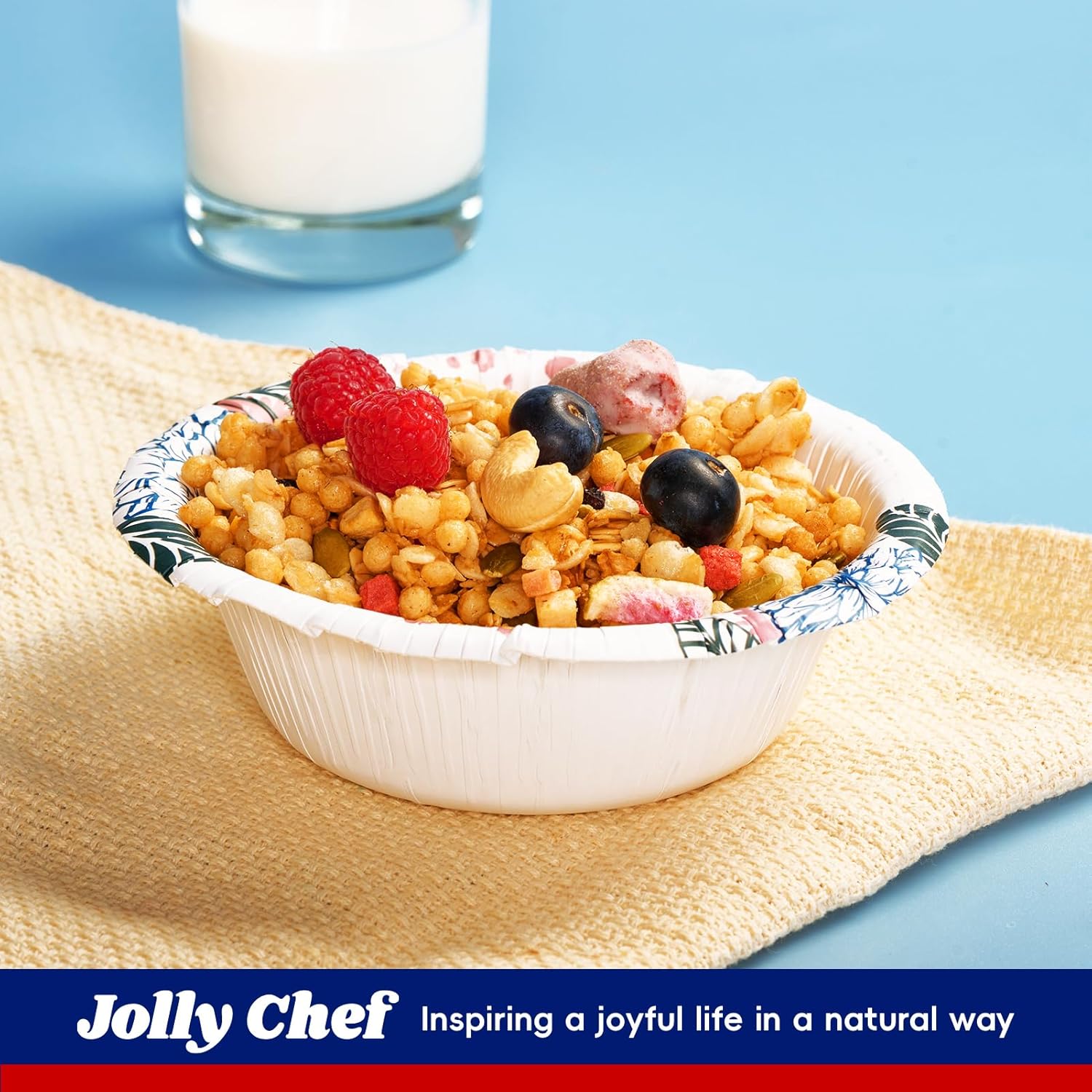 JOLLY CHEF 16 OZ Disposable Paper Bowls with Floral Print 156 Count Heavy-duty Bowls Bulk Perfect for Parties,Picnics,and Everyday Use