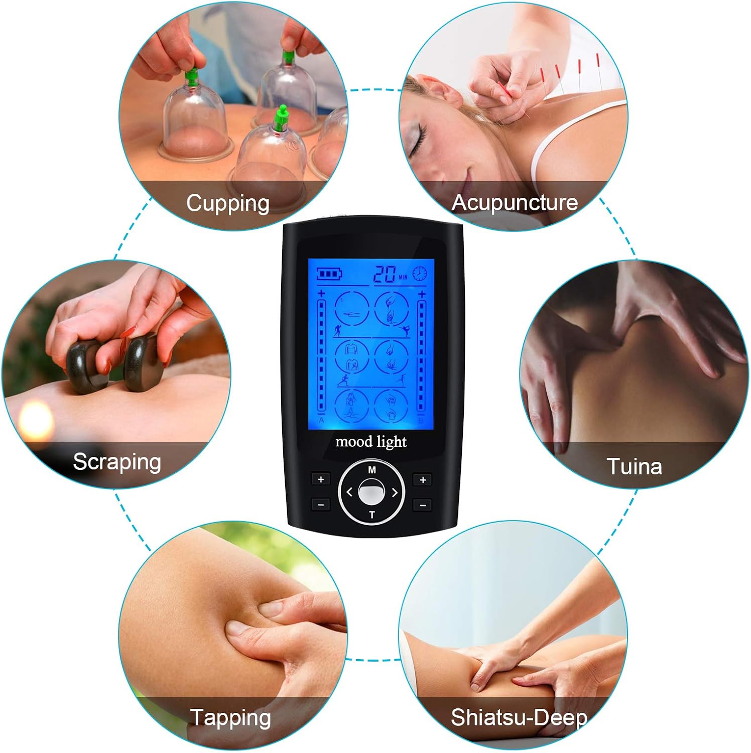Dual Channel TENS EMS Unit 24 Modes Muscle Stimulator with 10 Electrode Pads, Rechargeable Electric Pulse Massager with Storage Pouch, for Pain Relief Therapy, Arthritis, Muscle Stiffness/Soreness