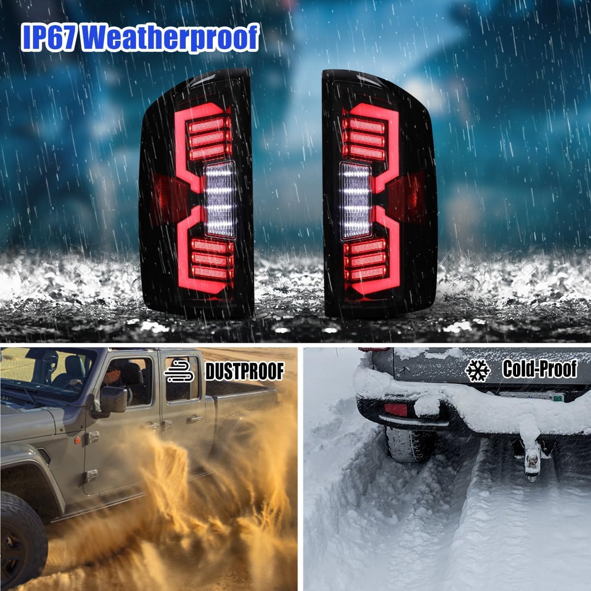 CPW LED Sequential Tail Lights Assembly for 2007-2008 Dodge Ram 1500 & For 2007-2009 Dodge Ram 2500/3500, Full LED Sequential Turn Signal Ram Tail Rear Lights Lamp Pair (Smoke Lens)