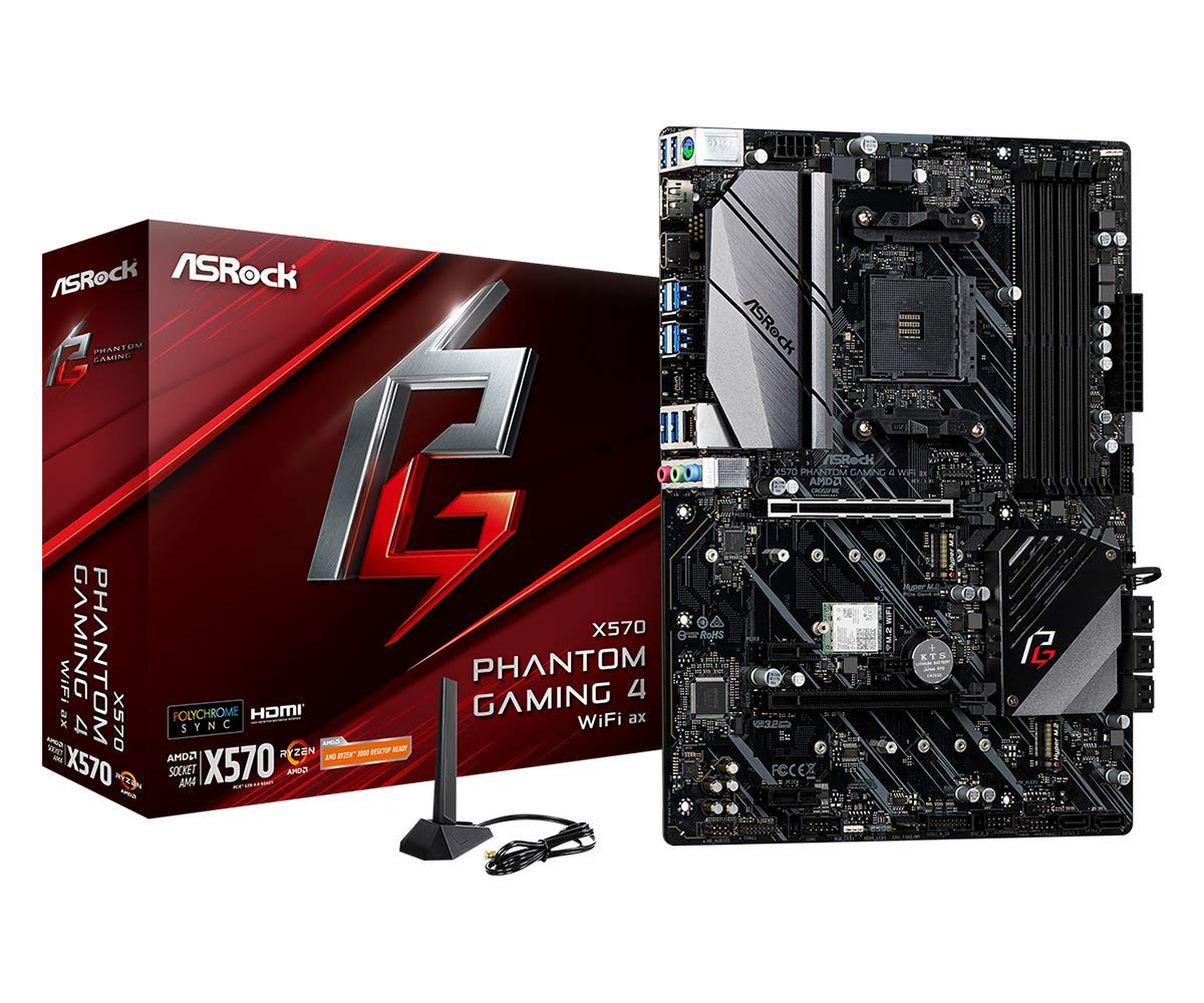 ASRock X570 Phantom Gaming 4 WiFi AX AM4 AMD X570 SATA 6Gb/s ATX AMD Motherboard, DDR4