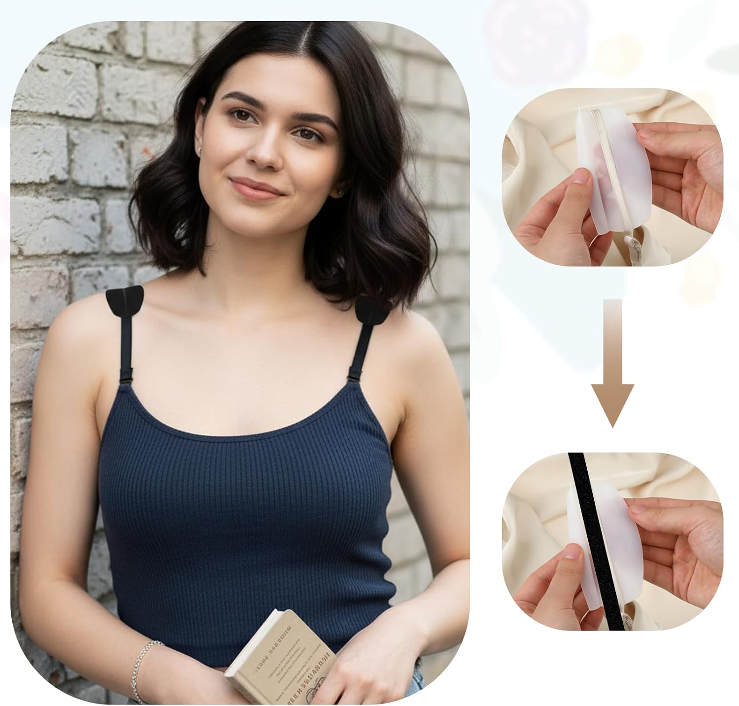 6 Piece Bra Strap Cushions Silicone Shoulder Pads Non Slip Bra Strap Holders for Slipping Pressure Relief Comfort Shoulder Protectors (3 Colors)