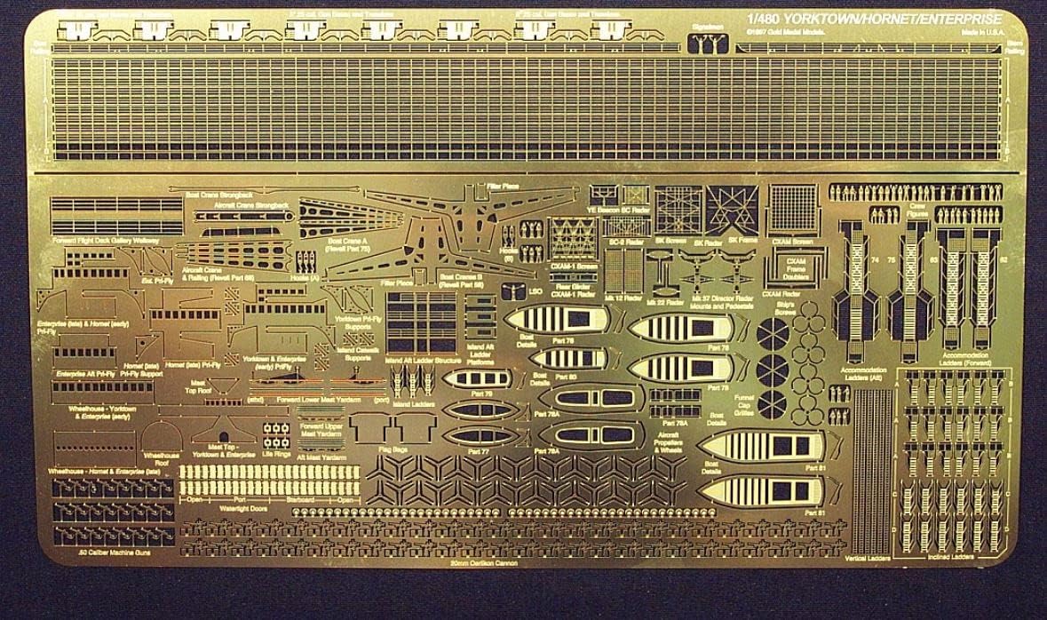 BIBNY Gold Medal Models 1/400-1/480 Scale Yorktown/Hornet/Enterprise 480-4 Photoetch