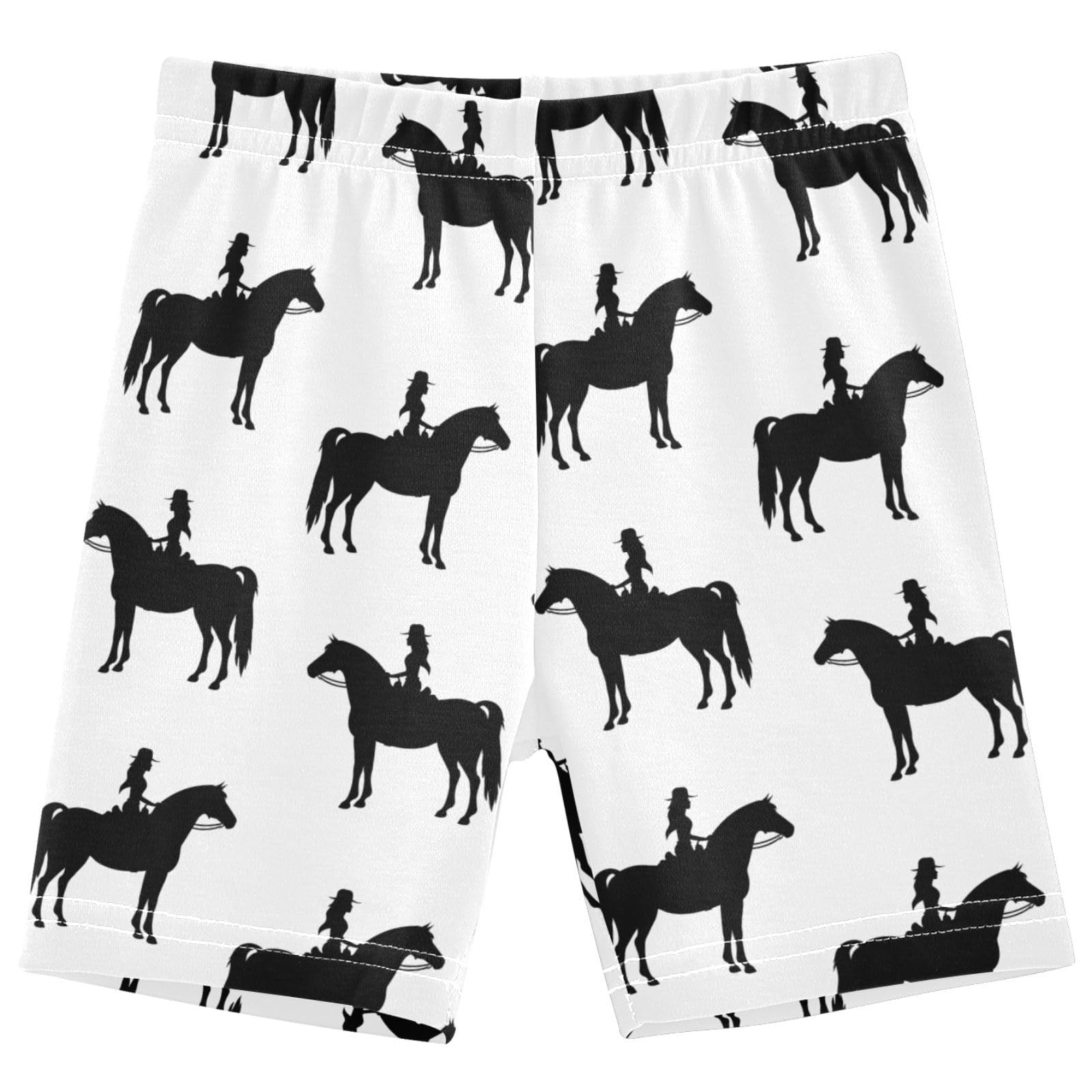 Dallonan Girls Dance Shorts, Toddler Biker Shorts Cartwheel Under Dress Cowboy Western Horse Kids Biking Clothes 4-10Y Multi
