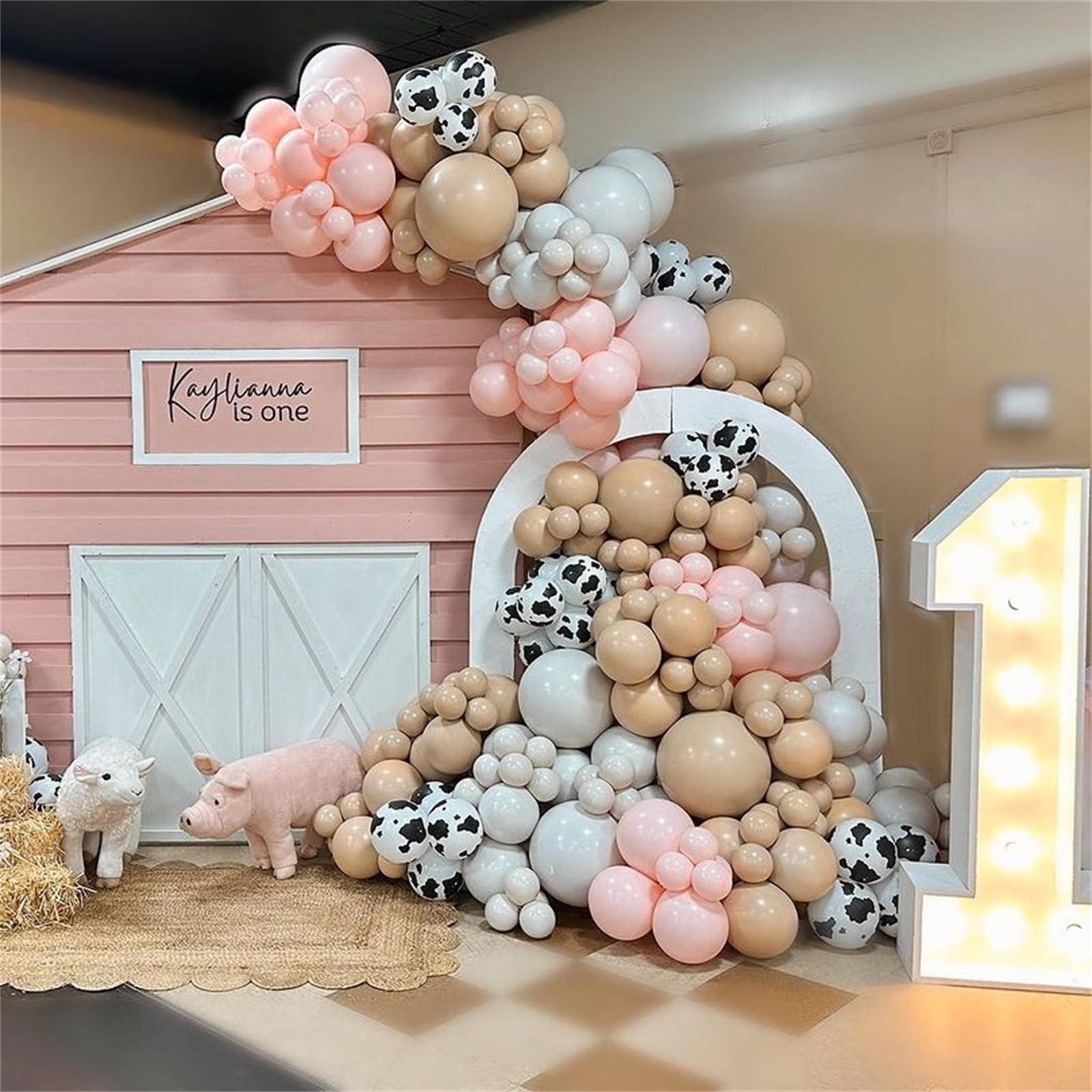 Luftballons Rose Beige, 12 Zoll 60 Stü Ballons Blush Pastell Rosa Pink Creme Beige Weiß mit Kuhdruck Helium Ballon für Mädchen Geburtstag Kinder Babyparty Baby Braut Shower Cowgirl Hochzeit Party Deko