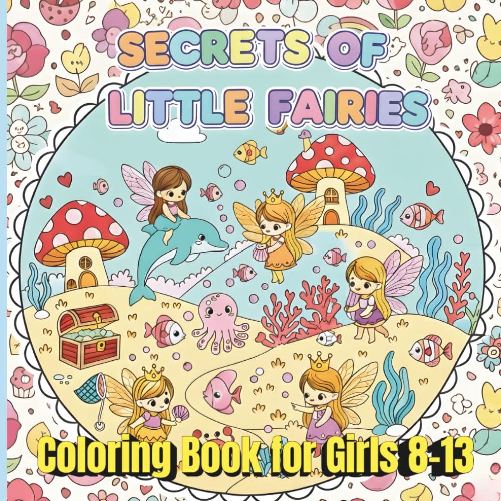 Secrets of Little Fairies I Coloring book: A Fairy World to Color: 40 Cute Kawaii-Style Illustrations for Girls Ages 8–13