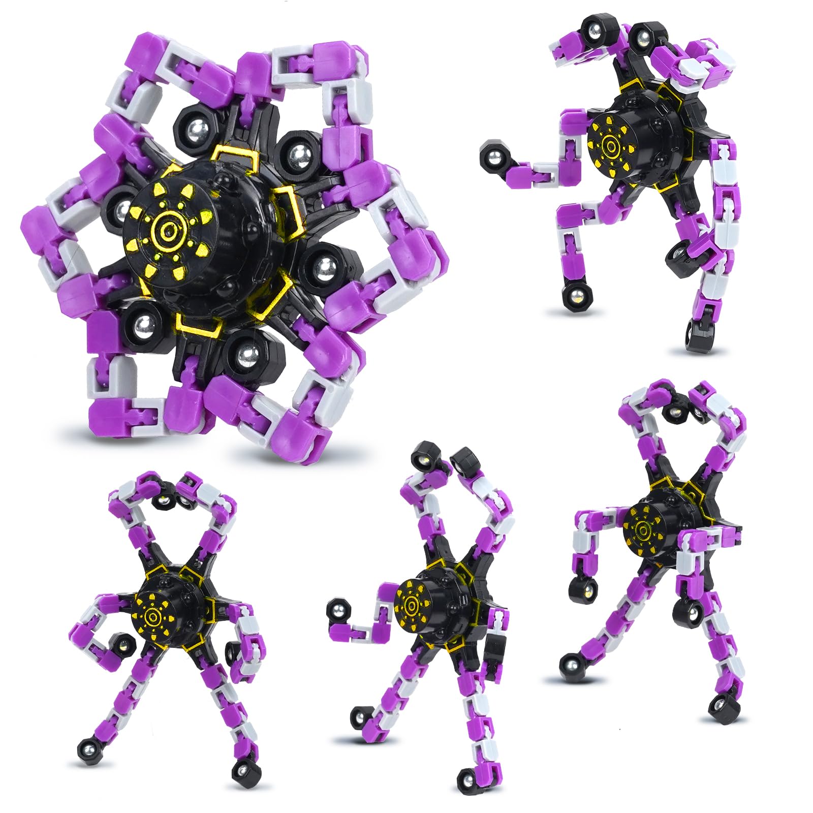 4 Pcs Fidget Toys Bulk Transformable Fidget Spinner for Kids and Adults, Stress Relief Sensory Toy Robot Spinner Toy for Valentines Day Gifts Easter