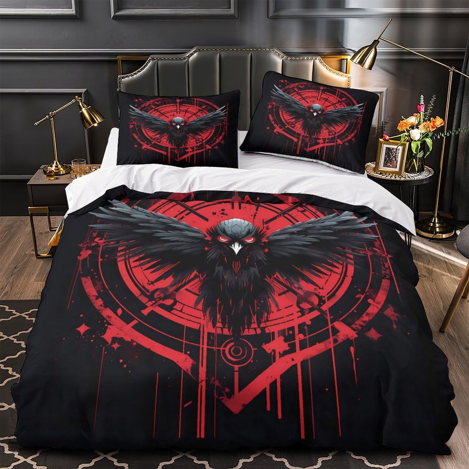 Housse de couette pissenlit 200x200 cm en microfibre avec 2 taies