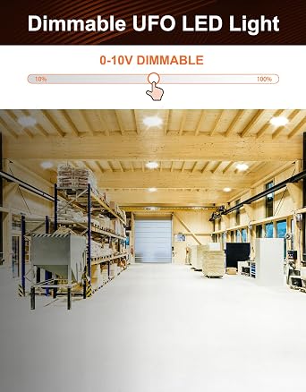 480V UFO LED High Bay Light 200W 150W 120W Adjustable Dimmable UL Listed High Bay LED Shop Lights 3000K 4000K 5000K Adjustable Light AC277-480V for Gym Factory Warehouse