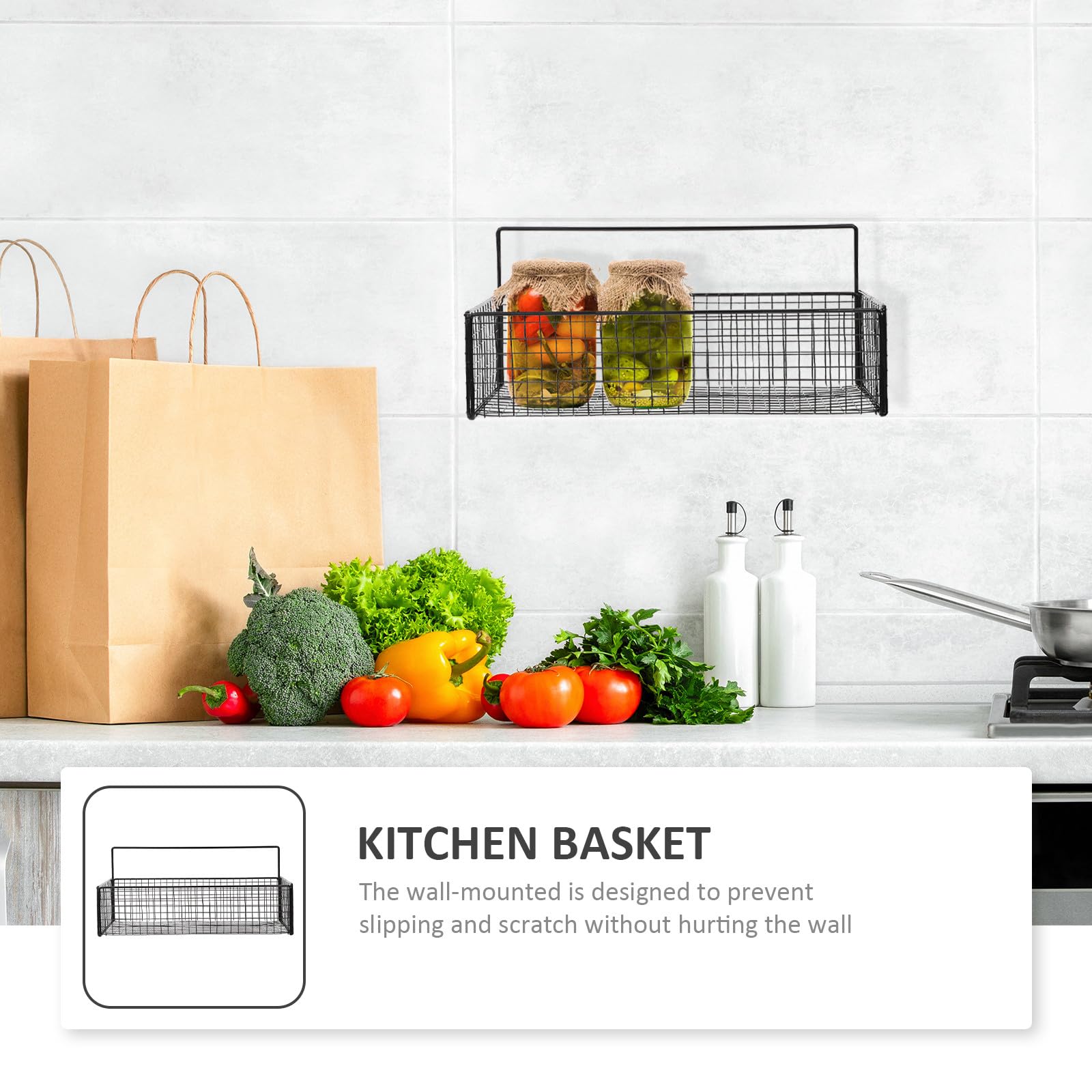 Gatuida Cesta Colgante de Hierro para Cocina en Pared, Organizador Práctico y Ahorrador de Espacio para Almacenar Jengibre y Frutas