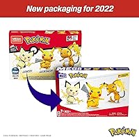 Vista 7 de MEGA Pokémon Figuras de acción juego de construcción de juguete, Pikachu, Raichu y Pichu Build n Show Pikachu Evolution Trio con pin de bola Poke