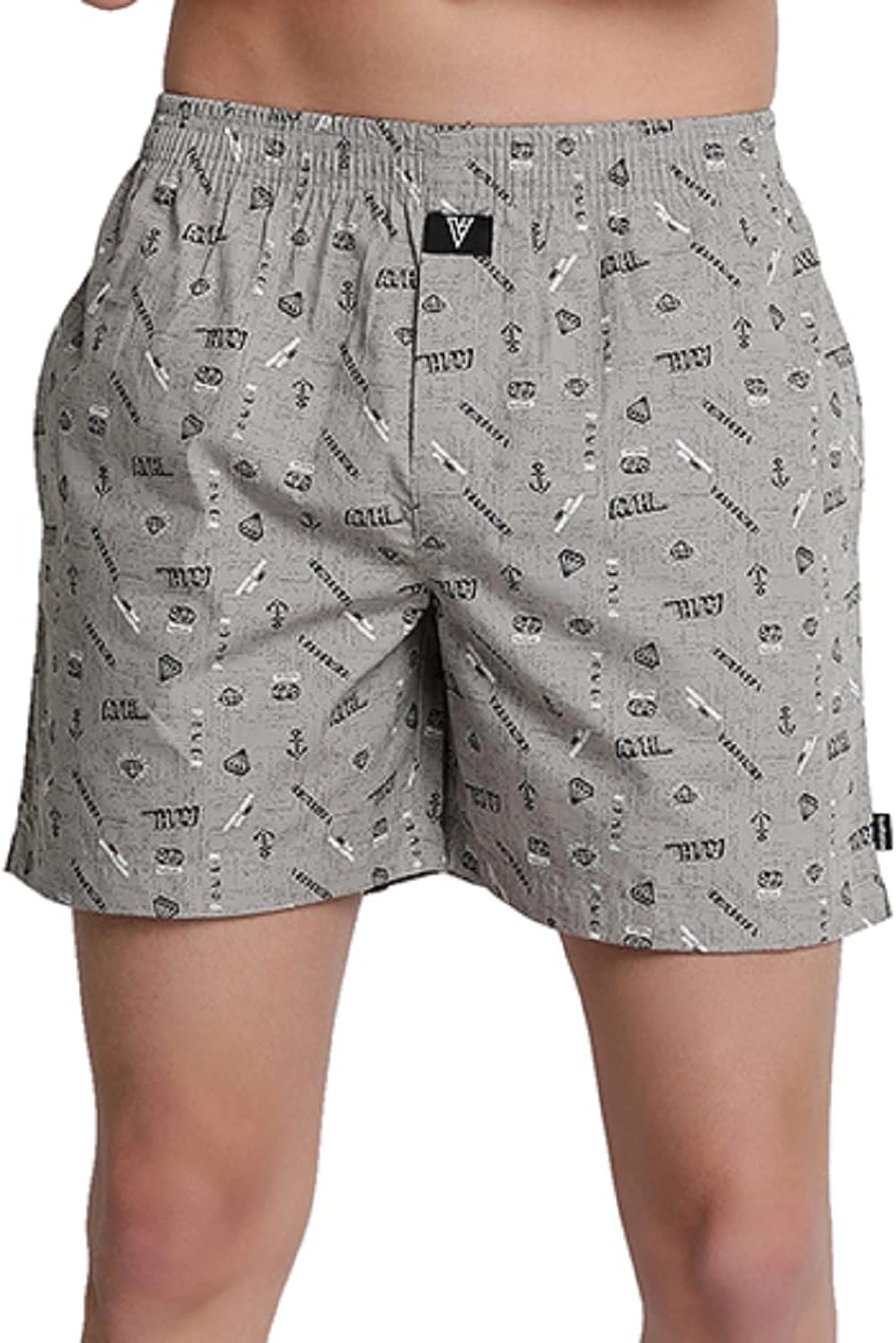 Van Heusen Men Boxer Shorts - 100% Combed Cotton - Allover Print, Side Pocket, Side Slits