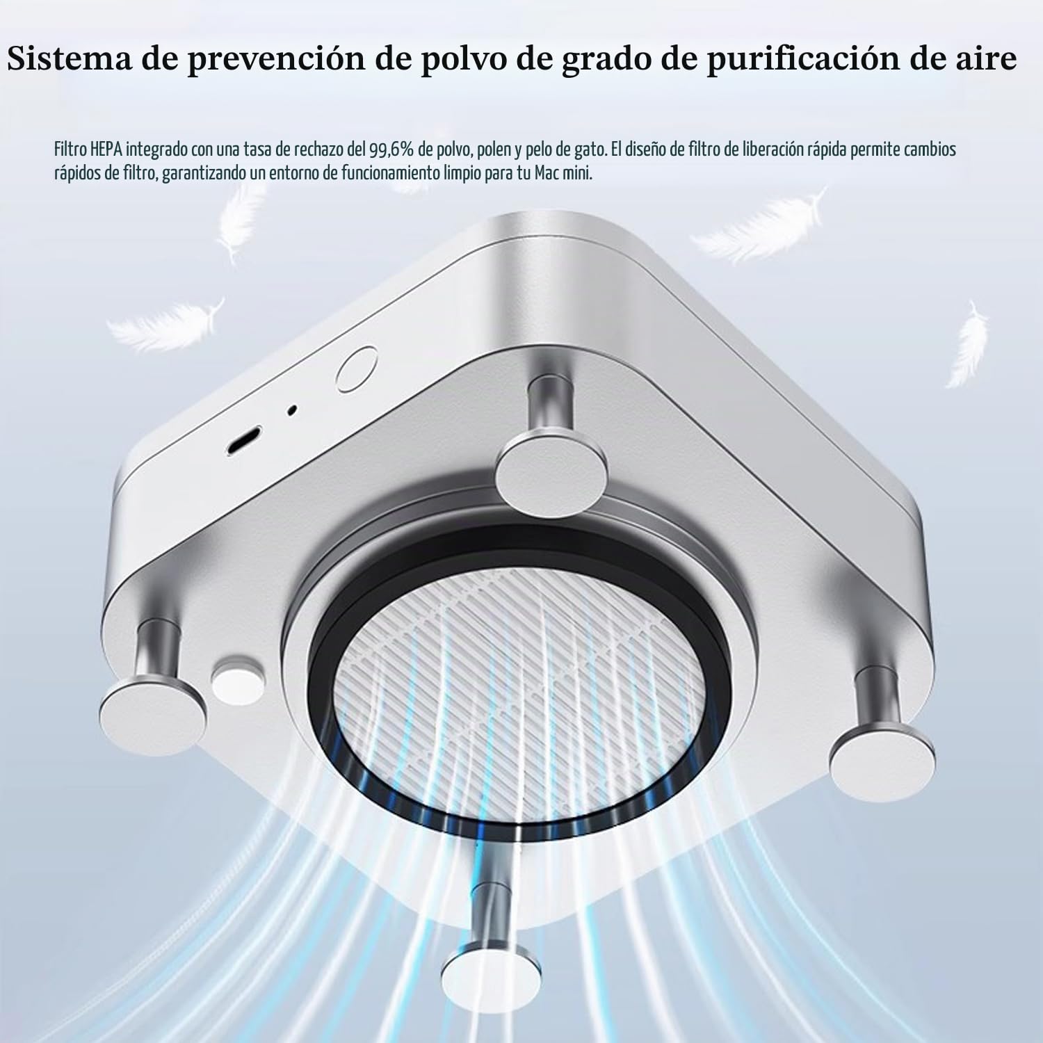 Soporte de escritorio de aluminio para Apple Mac mini M4/M4 Pro (2024), soporte de refrigeración de doble ventilador, diseño de base abierta con acceso de botón inferior y filtro de aire
