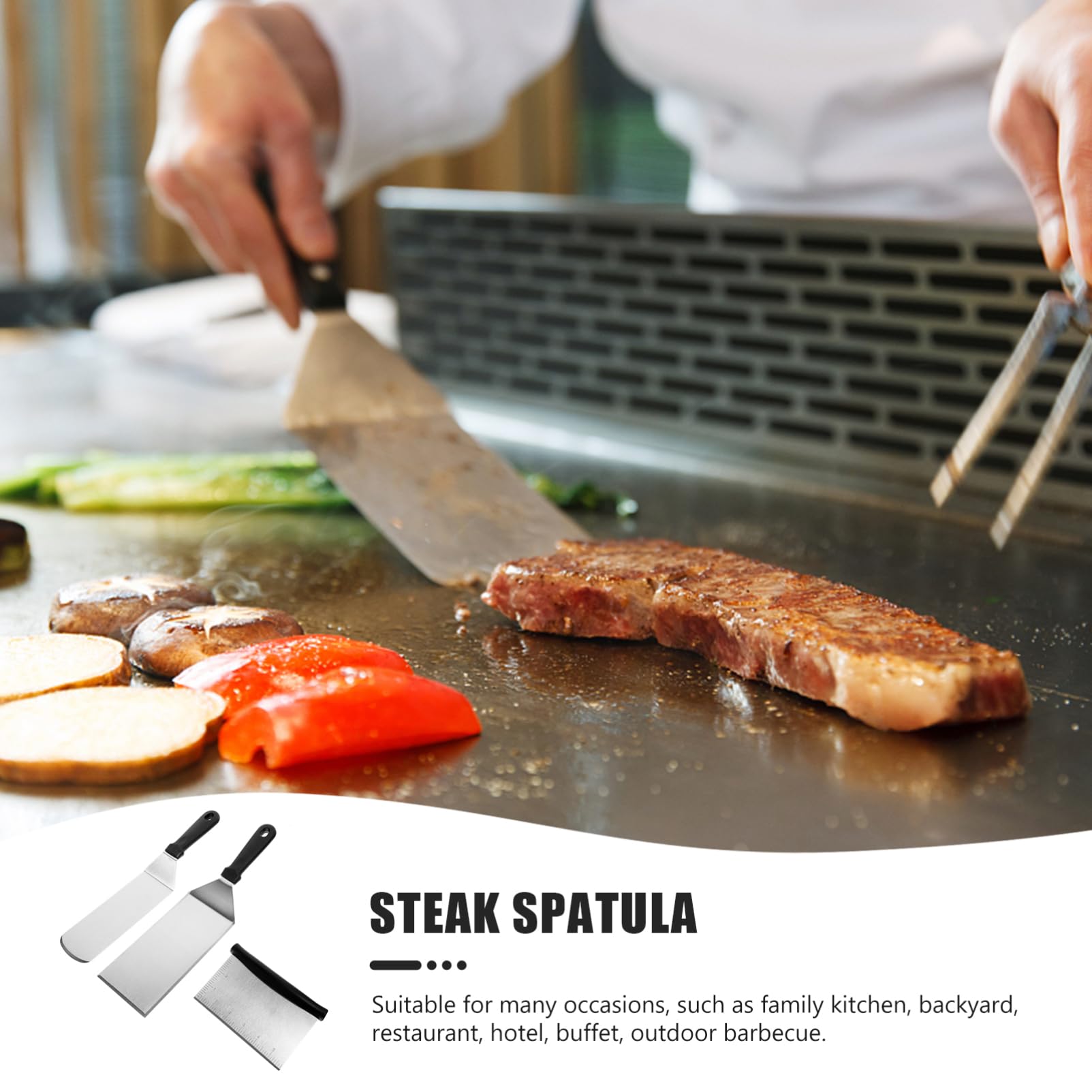 Hemobllo Espátula Para Hornear De Acero Inoxidable Utensilios De Cocina Palas Duraderas Para Pasteles Espátula Para Freír Carne Volteador De Cocina Para Huevos Para Barbacoa Parrilla