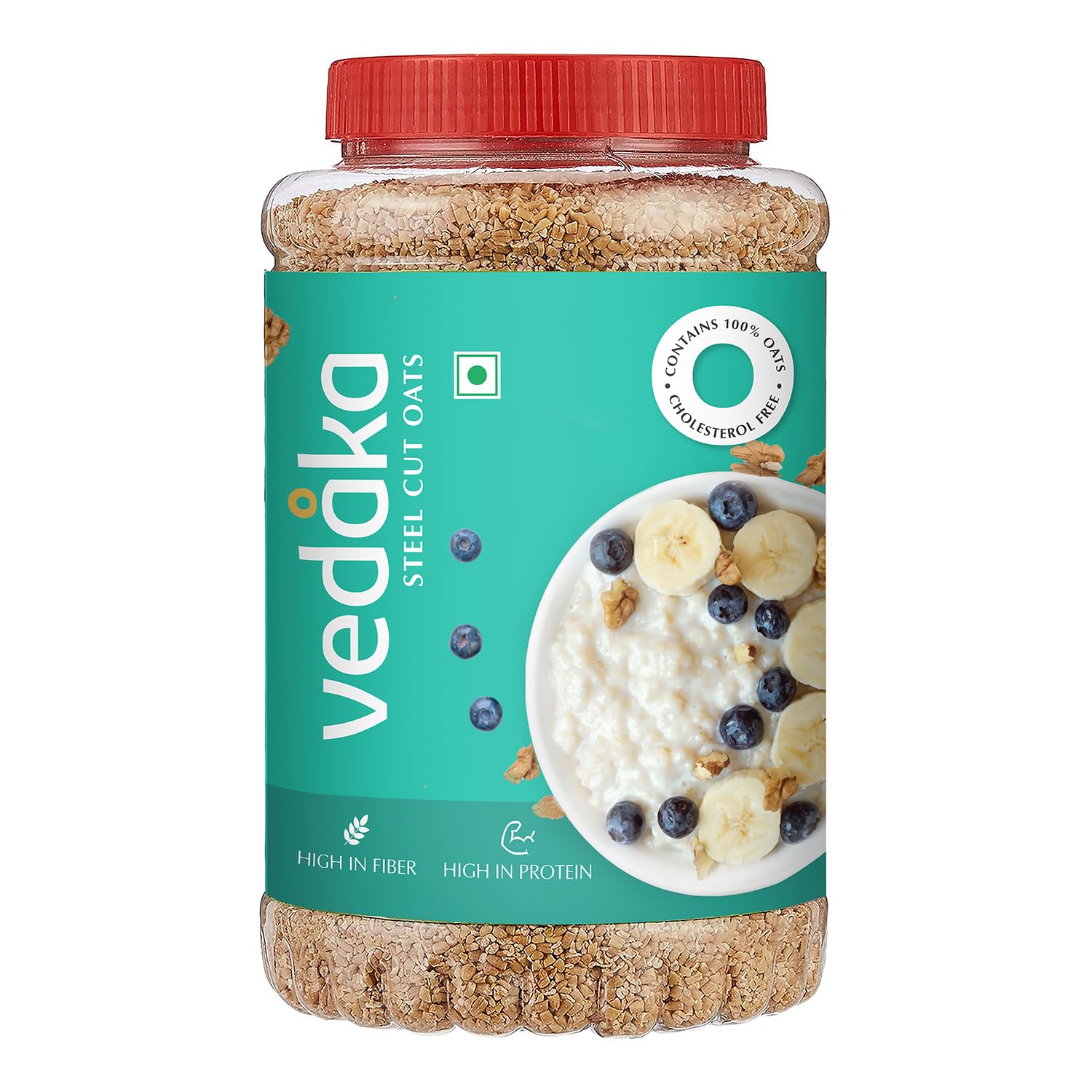 Amazon Brand - Vedaka Steel Cut Oats | 2 Kg | Rich Source Of Protein & Fiber | Cholesterol Free | Quick Breakfast | Cook