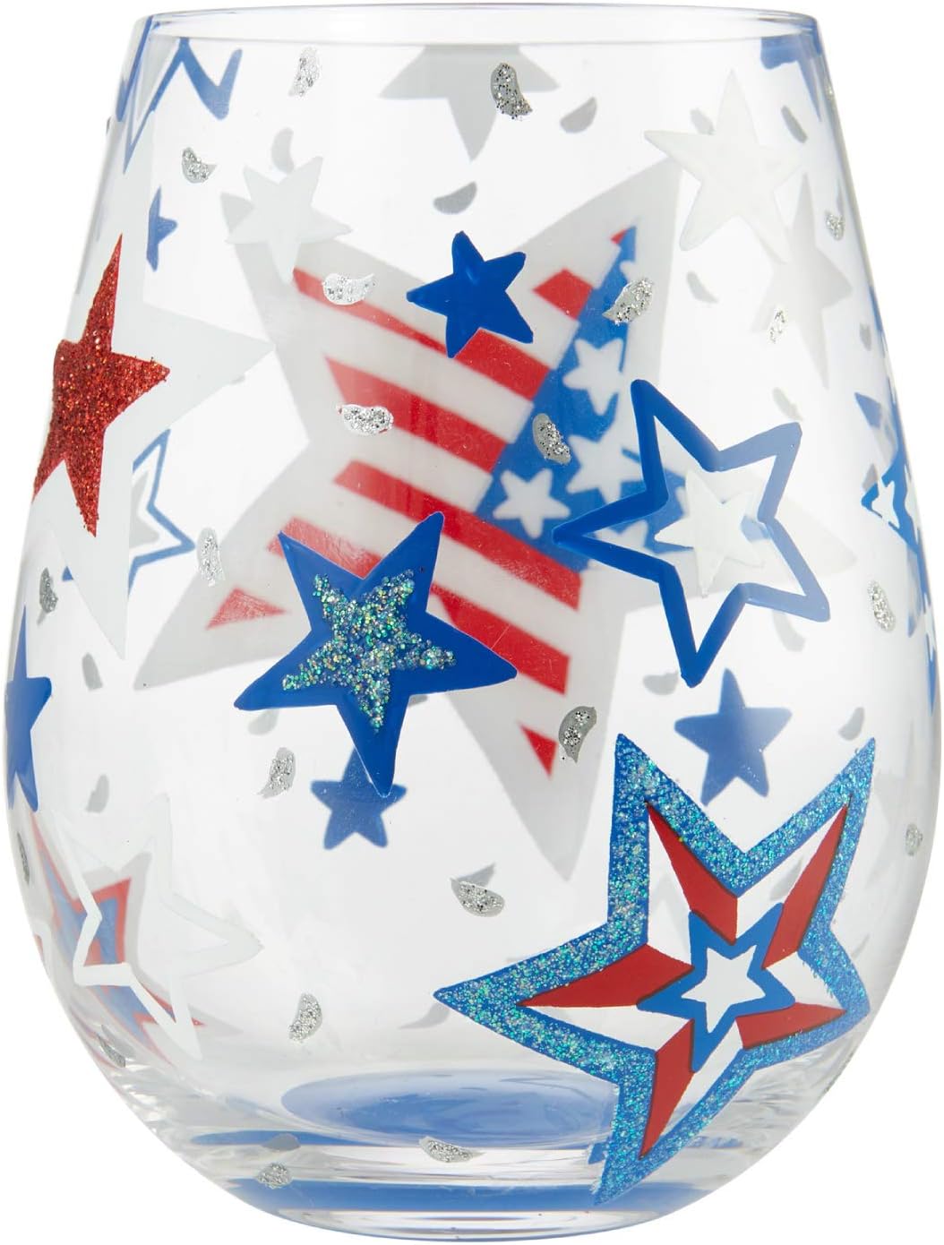 Enesco 6005677 Designs by Lolita Home of the Brave Artisan Stemless Wine Glass, 20 Ounce, Multicolor