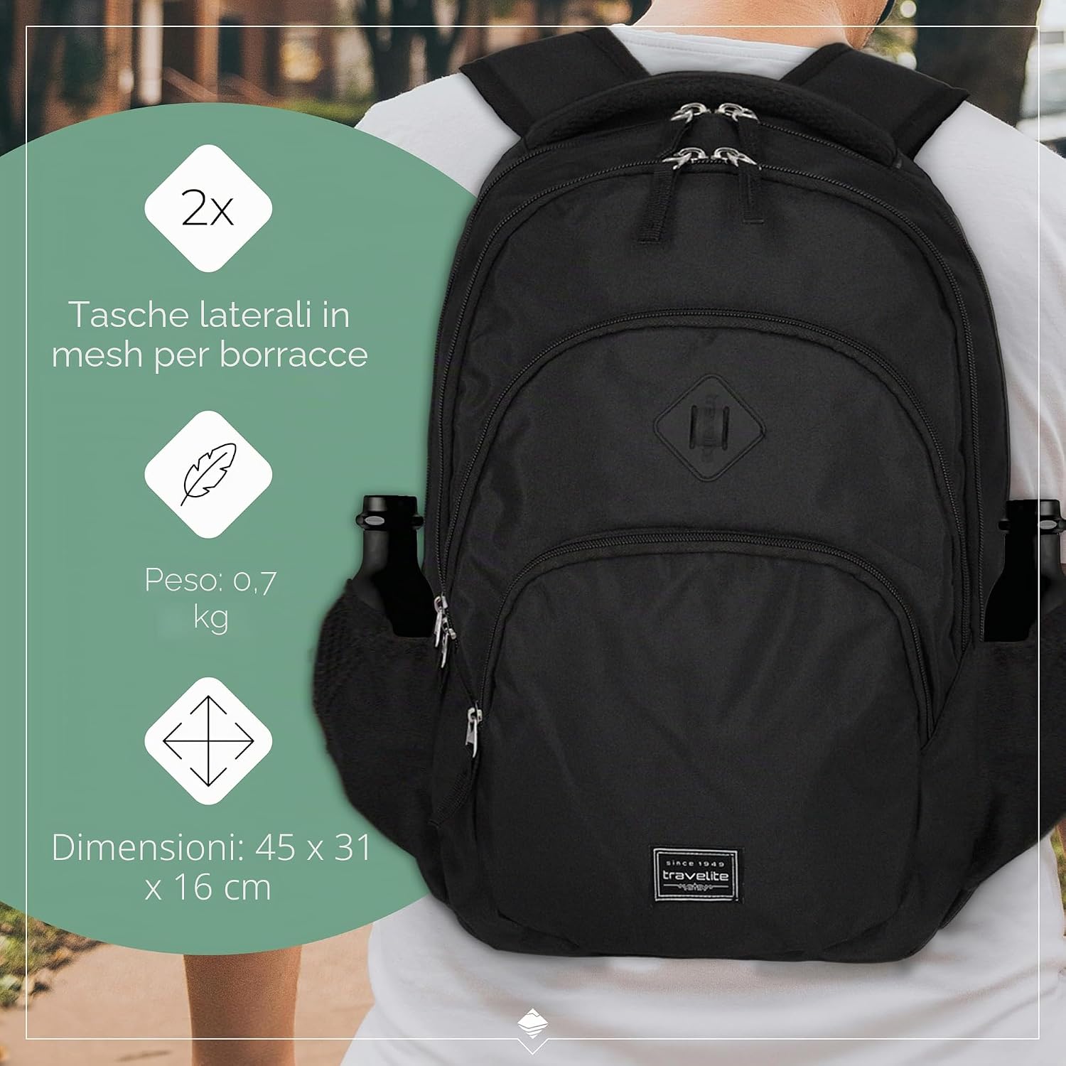 travelite zaino bagaglio a mano, zaino per laptop 15,6 polli... 5 71zApuFESYL. AC SL1500