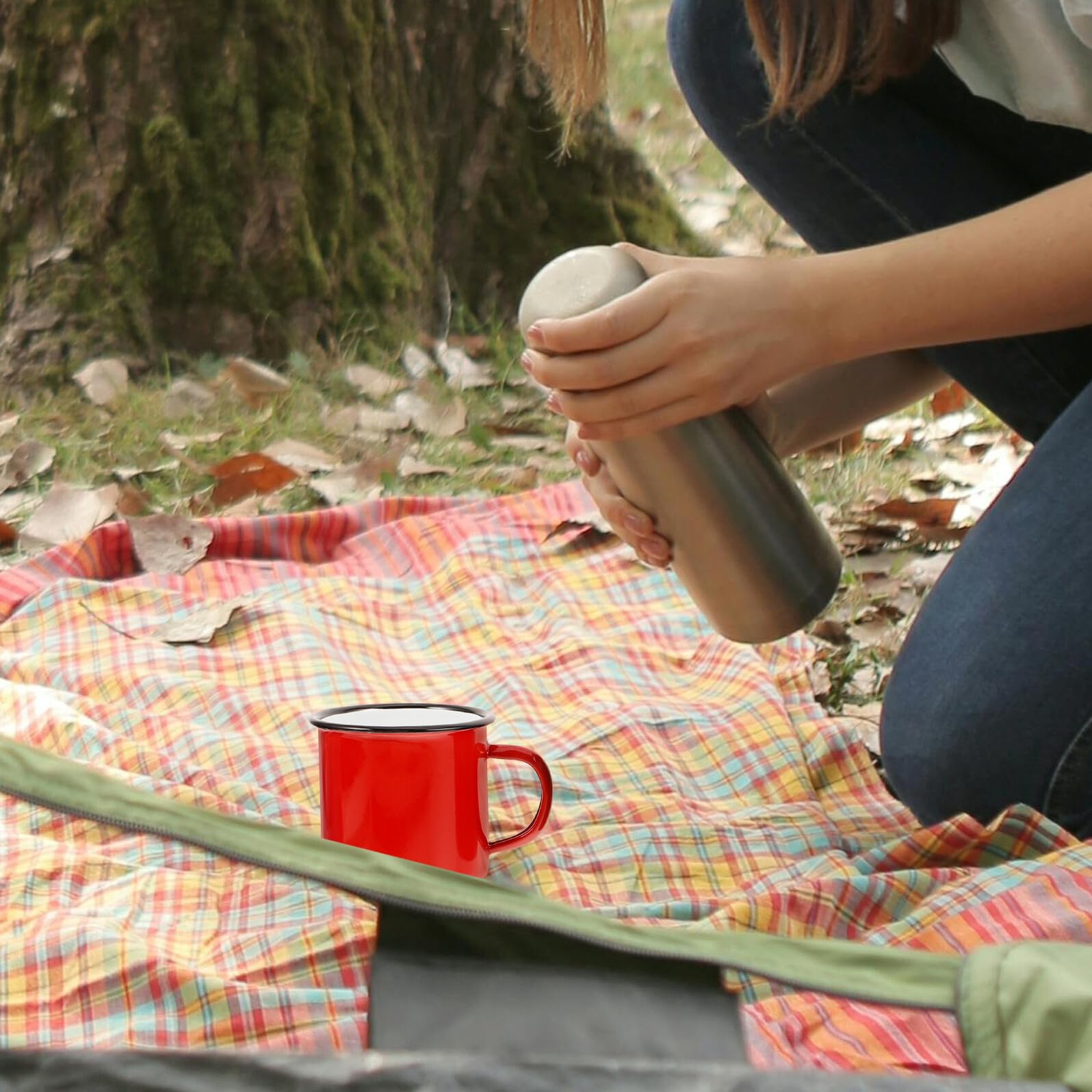 Zerodeko 4stücke Emaillebecher Kaffeebecher aus Emaille Wasserbecher Traditionell Robustes und Sicheres Material für Küche und Büro