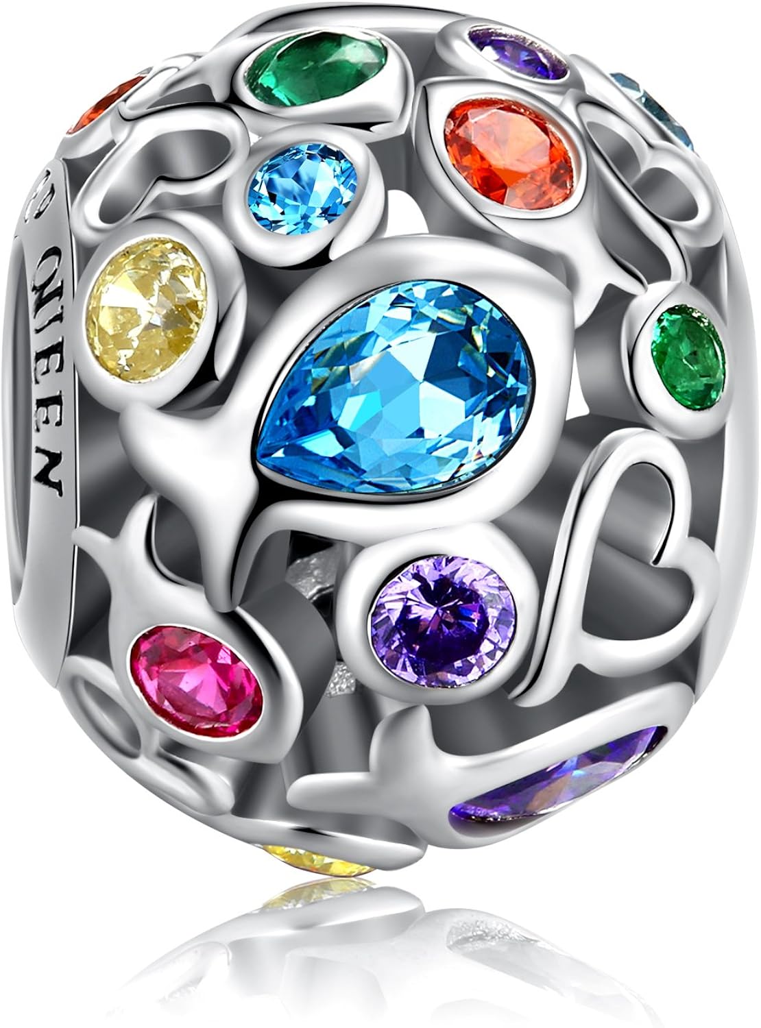 Rainbow Charm for Charms Bracelet, 925 Sterling Silver Openwork Beads Colorful Bead Charm with Skin-Friendly Fish Cubic Zircon Stone Perfect for Bracelet Necklace: Clothing, Shoes & Jewelry