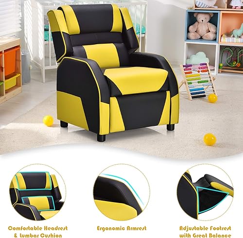 Miniatura 24 de Costzon Silla reclinable para niños, silla reclinable para juegos con reposapiés, reposacabezas y soporte lumbar, silla ergonómica de cuero para