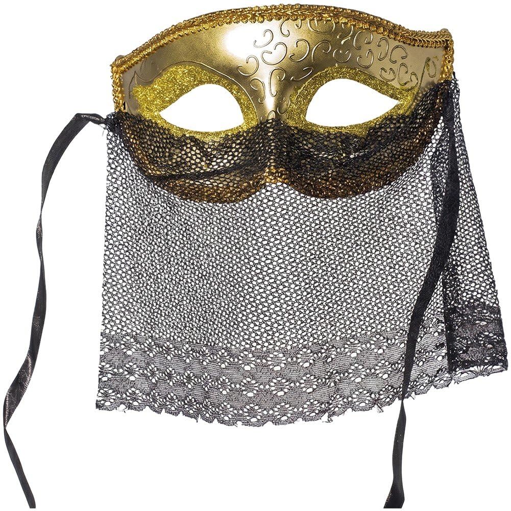 Fituenly Venetian Veil Half Face Mask, Masquerade Eye Mask for Halloween Carnival Party, Night Fancy Dress Costume