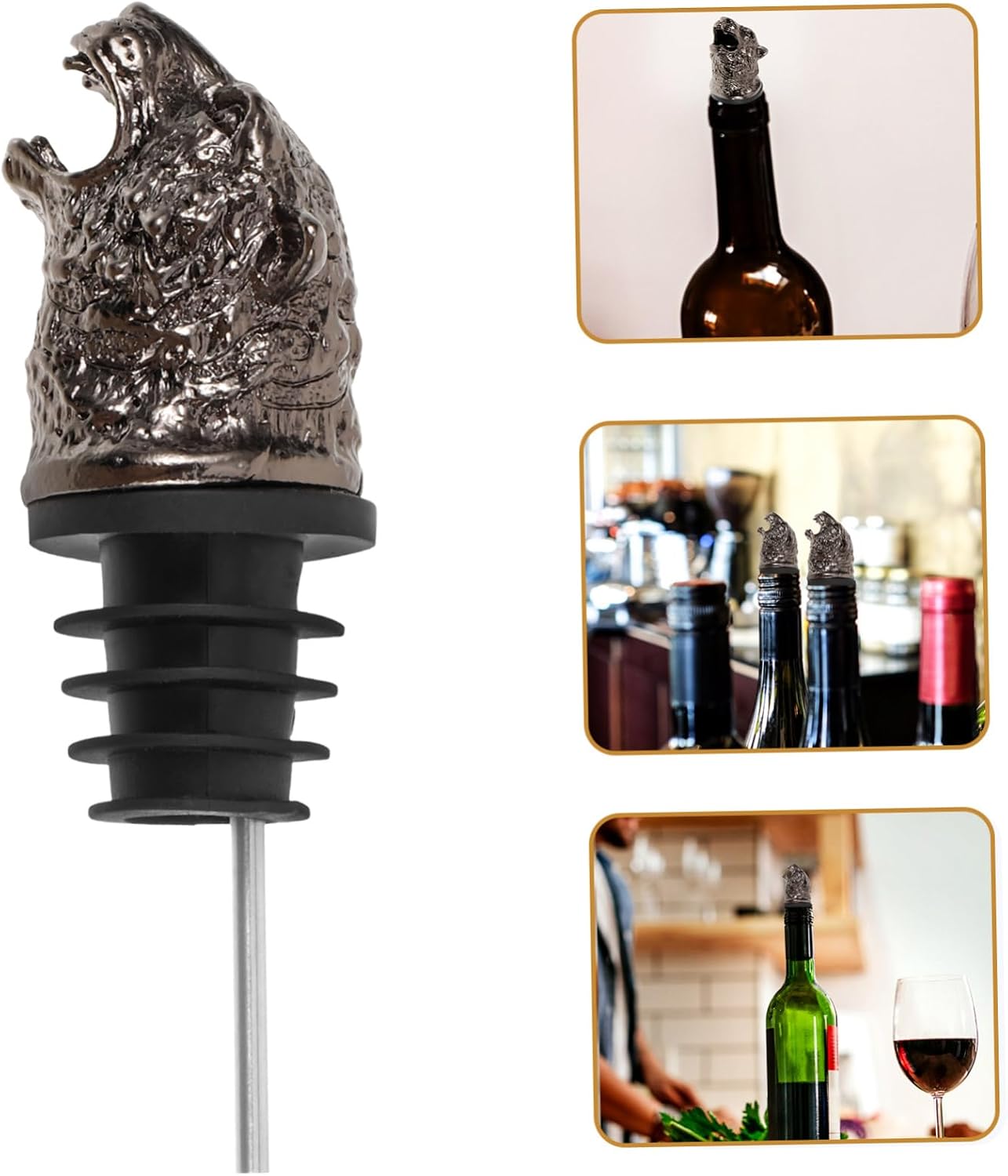 Sosoport 2pcs Wine Pourer Spout Tiger Design Bottle Pourer for Liquor and Wine Easy to Clean and Use for Parties and Gatherings