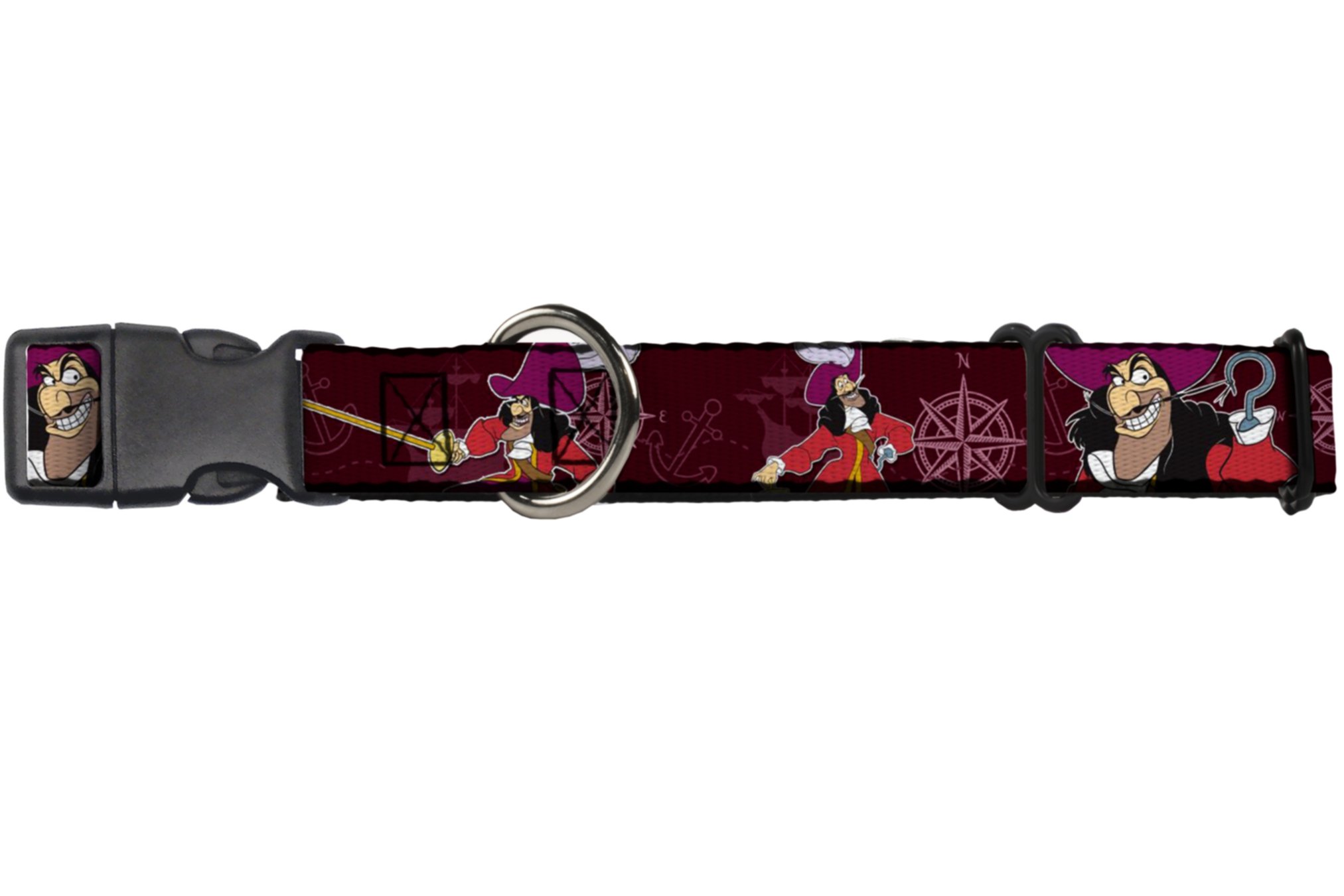 Buckle-Down Disney Captain Hook Hunde-Halsband – Sicherheitsgurt-Schnalle, Buntes Design, Verschiedene Größen
